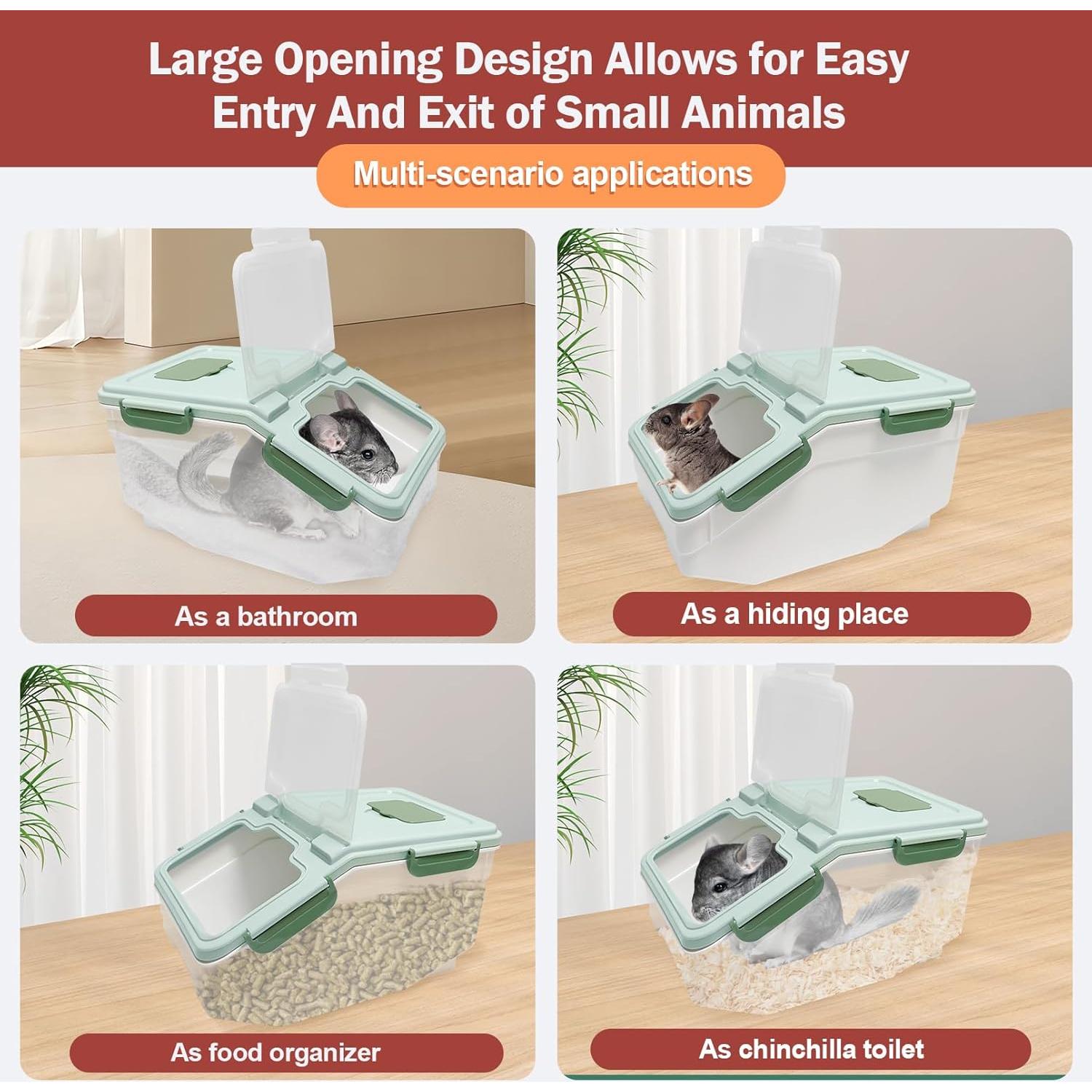 Kit de Baño de Arena para Chinchillas Arfubye Verde 35.4x23.1cm