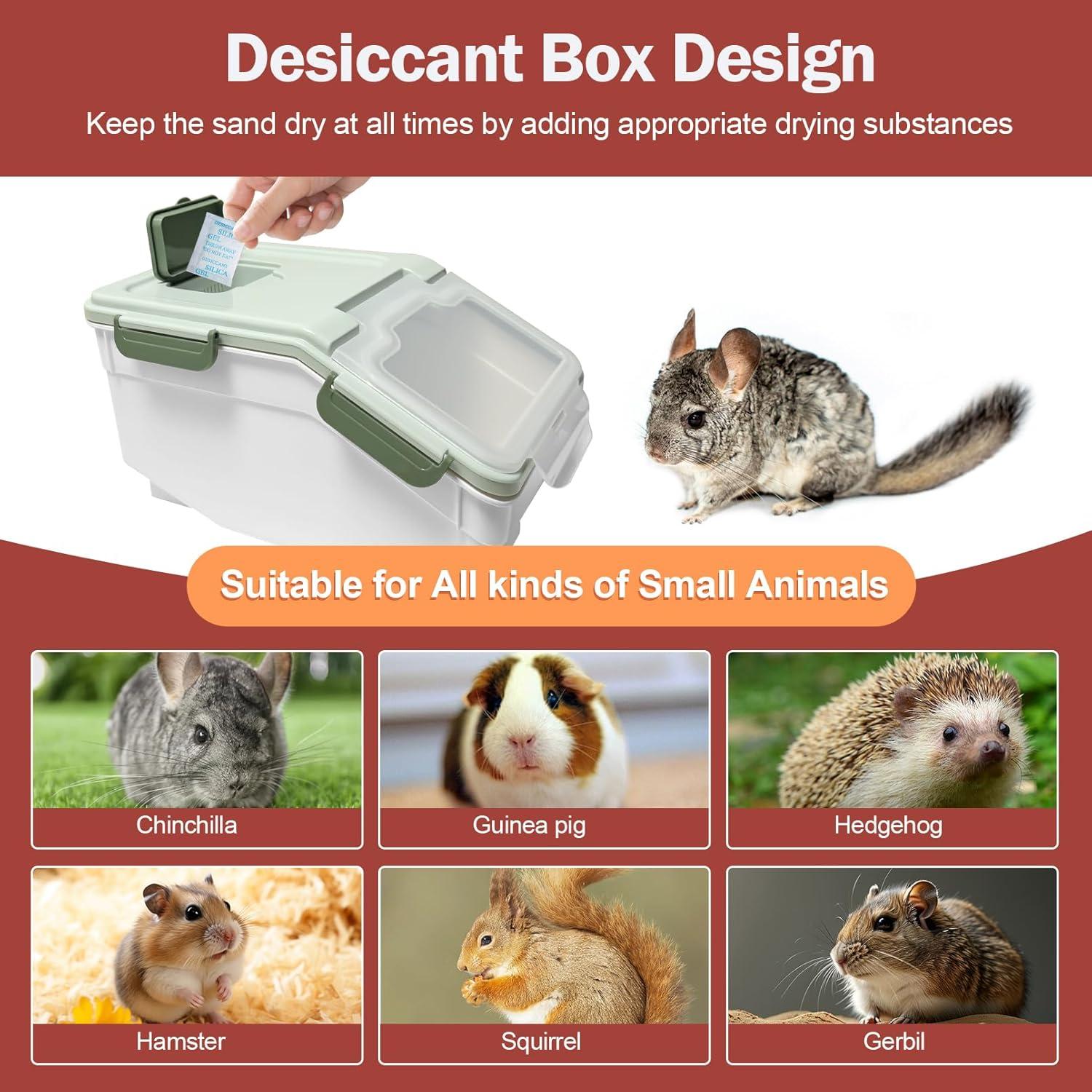 Kit de Baño de Arena para Chinchillas Arfubye Verde 35.4x23.1cm