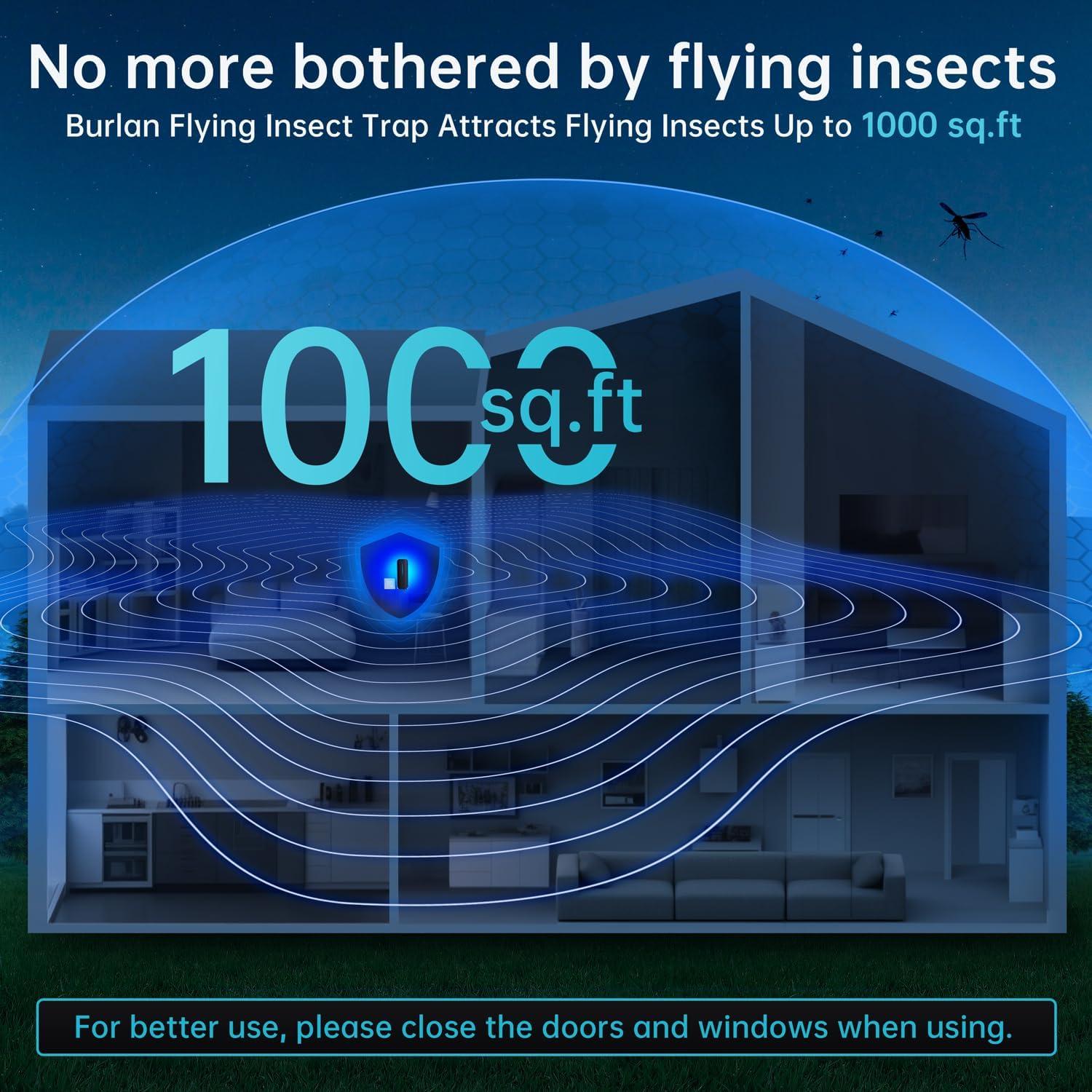 Trampa de Insectos Voladores BURLAN 2PC con Luz UV 9W y 20 Recargas