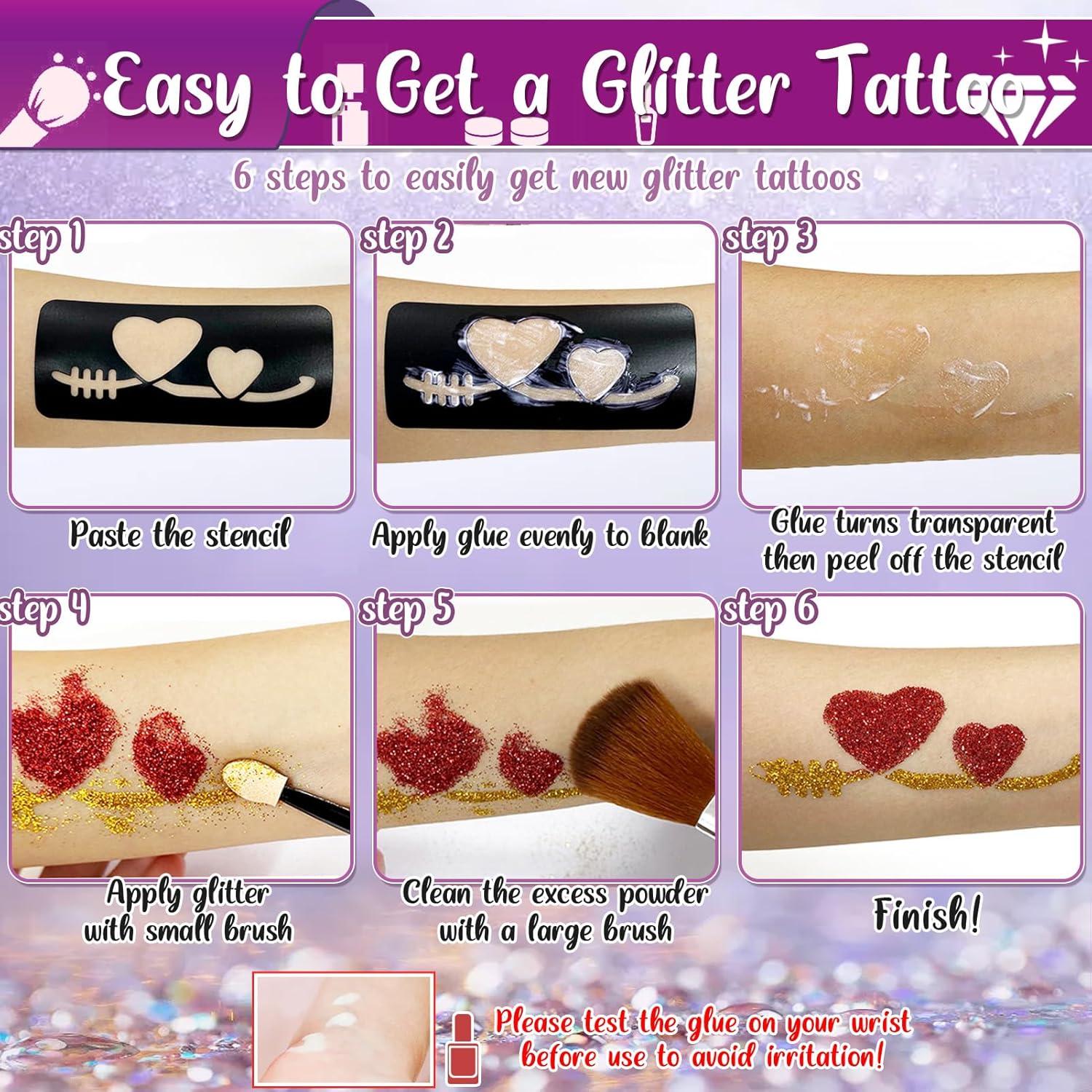 Kit de Tatuajes Brillantes TEUVO para Niños - 25 Colores y 225 Plantillas