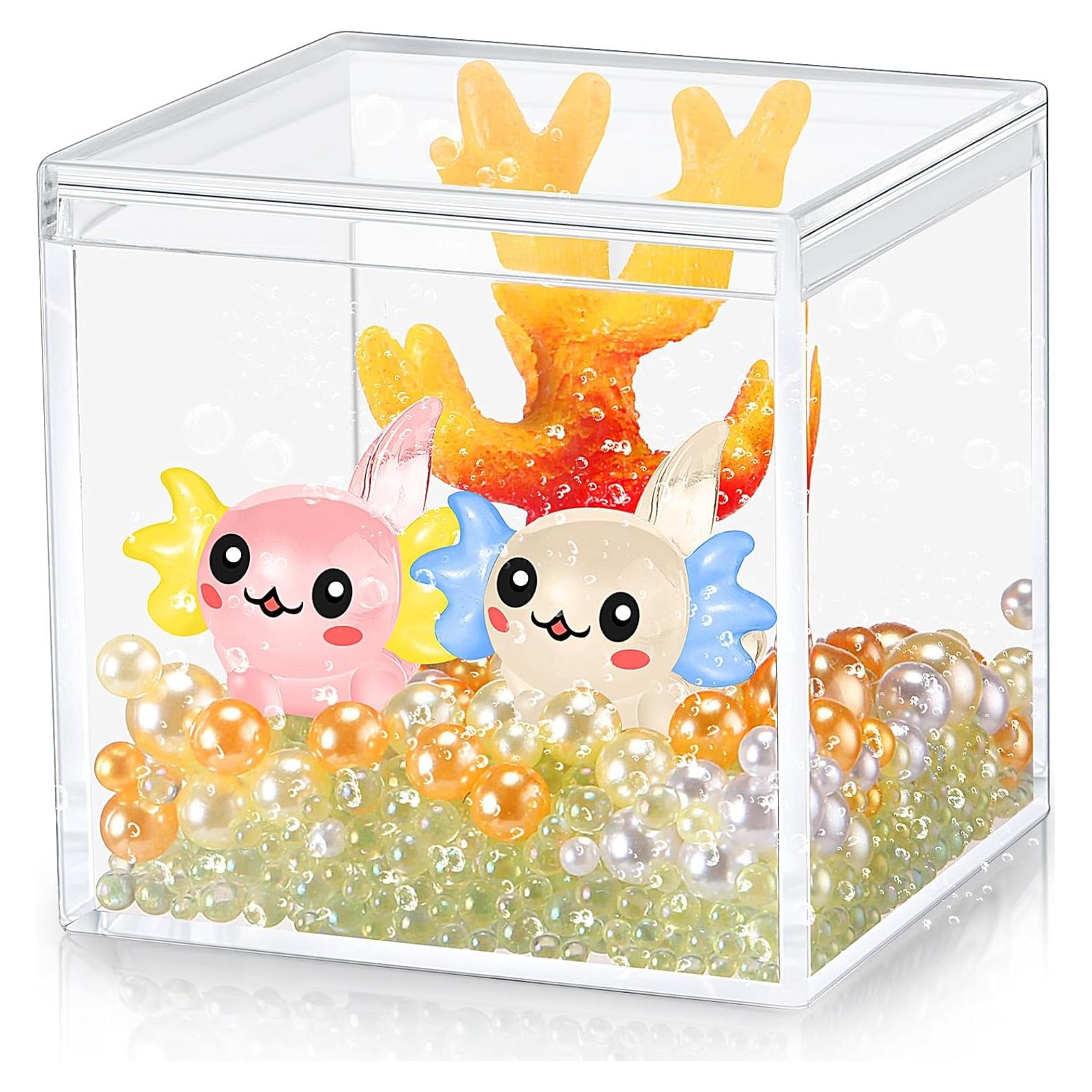 Figuras Mini Axolotl HyDren DIY Acuario 8.5cm Coral Brillante