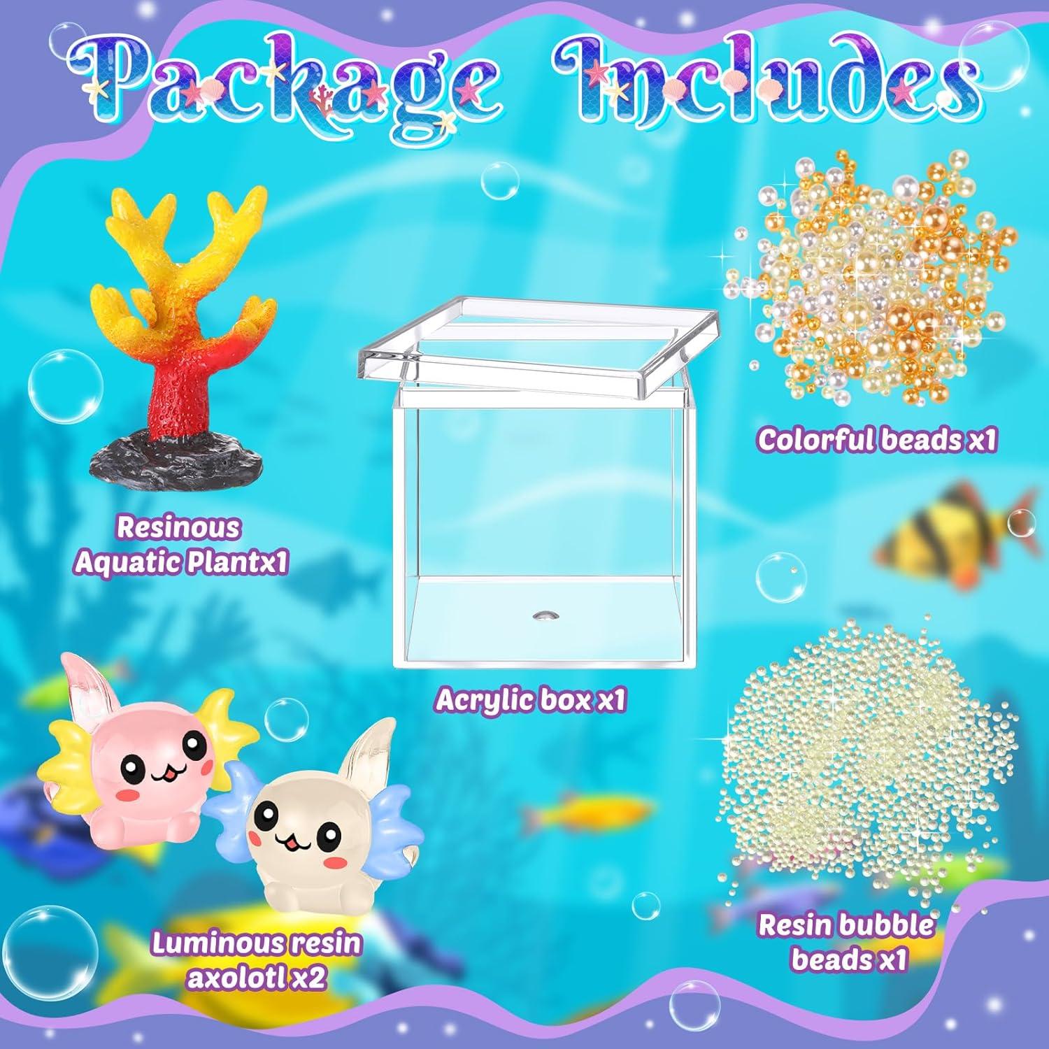 Figuras Mini Axolotl HyDren DIY Acuario 8.5cm Coral Brillante