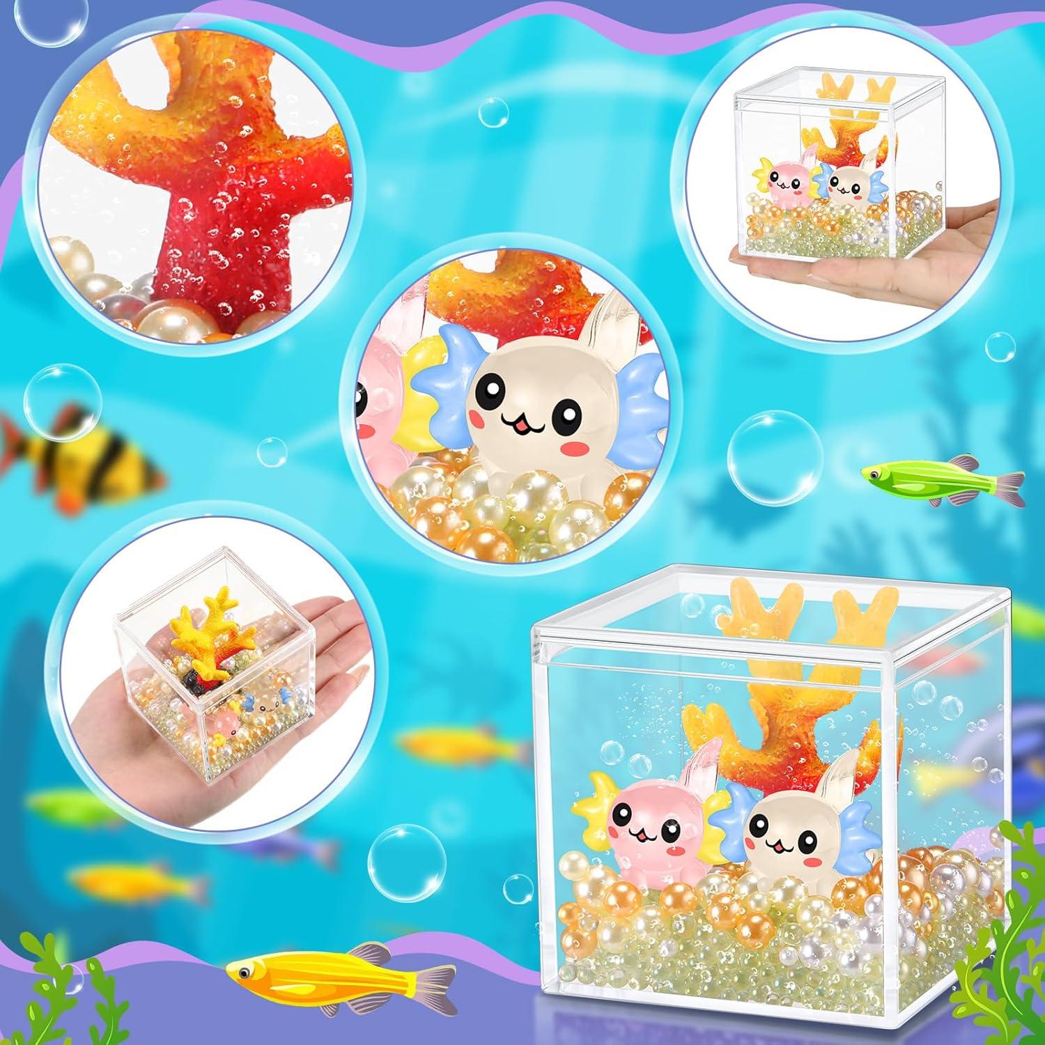 Figuras Mini Axolotl HyDren DIY Acuario 8.5cm Coral Brillante