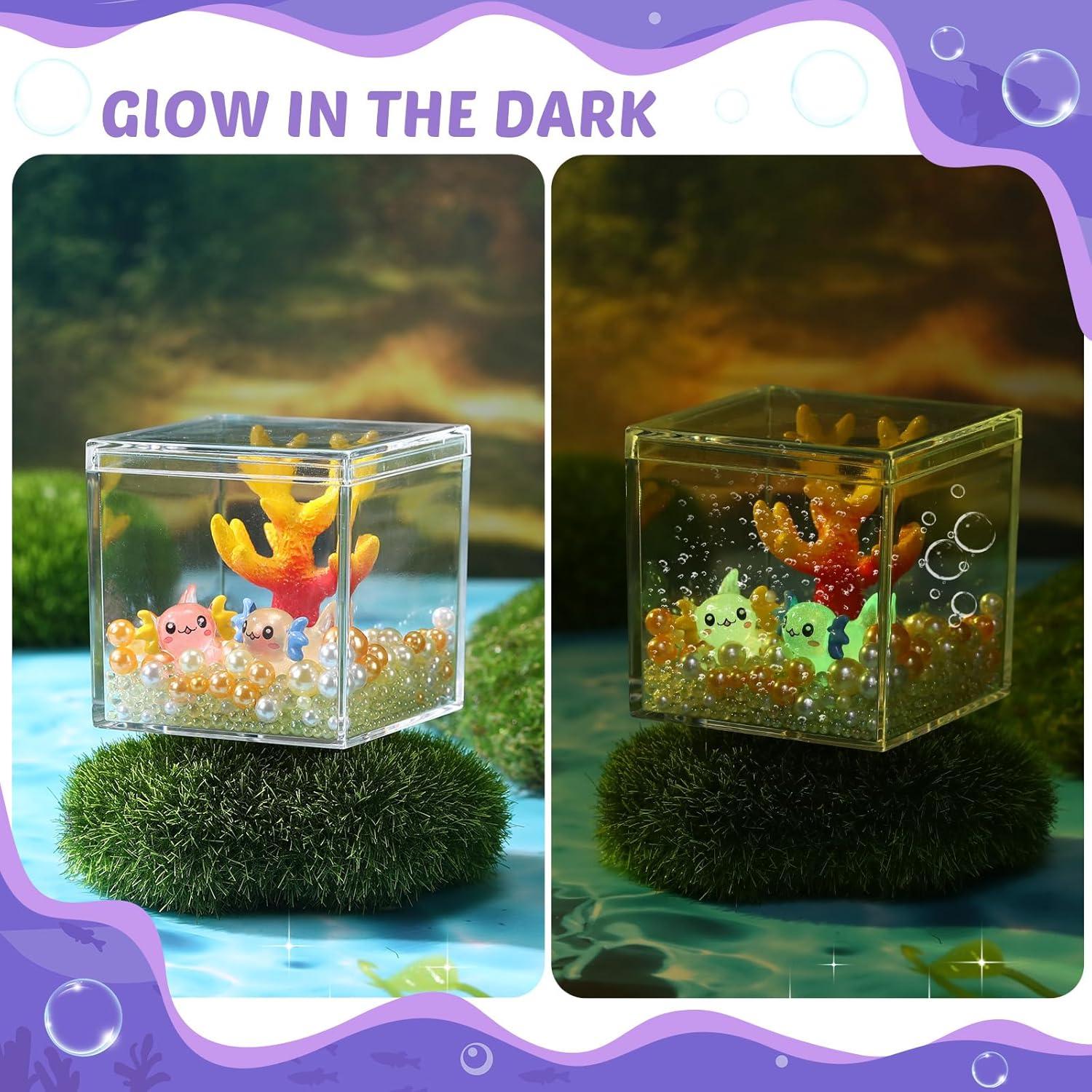Figuras Mini Axolotl HyDren DIY Acuario 8.5cm Coral Brillante