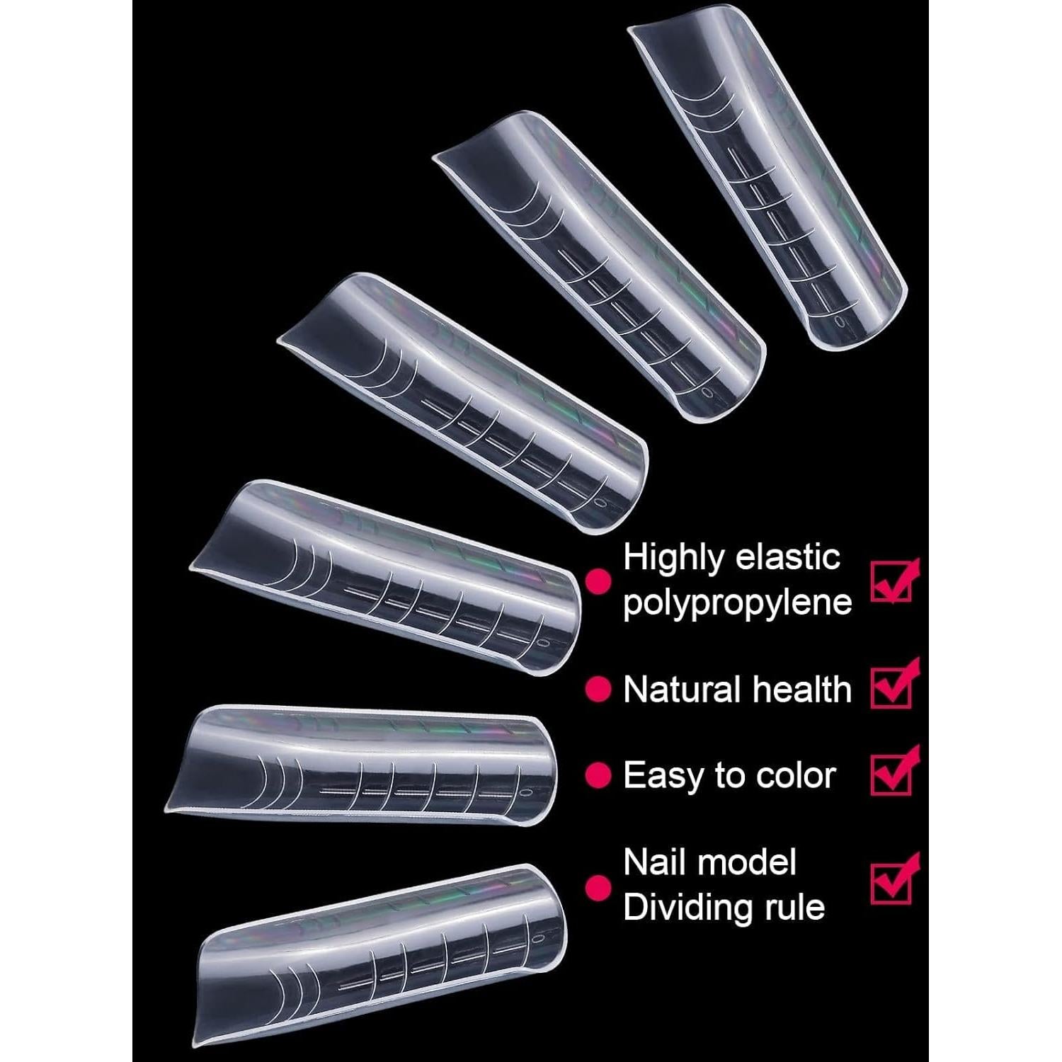 Moldes de Uñas de Gel TOROKOM 120 Pcs Cuadrados 12 Tamaños