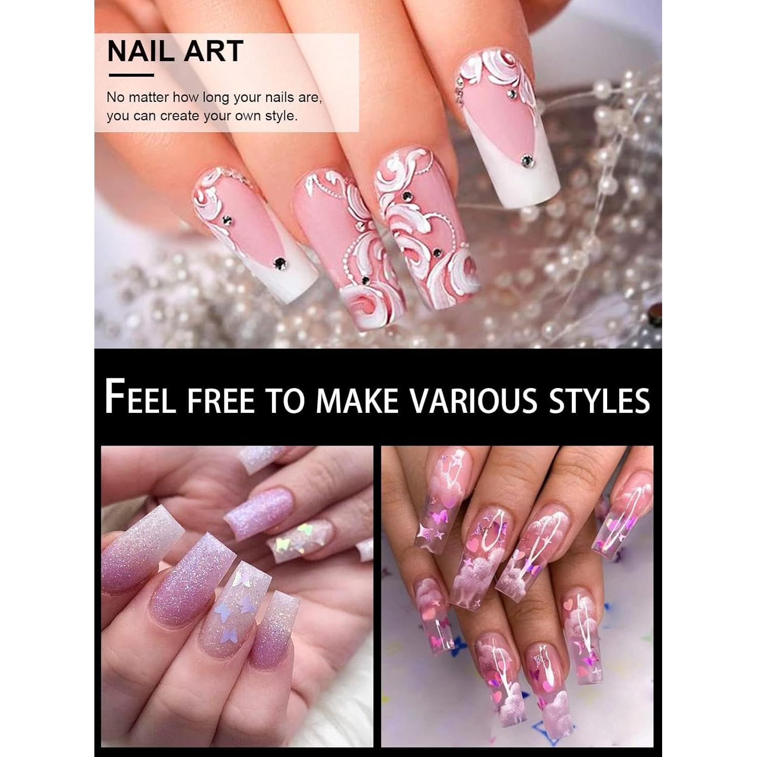 Moldes de Uñas de Gel TOROKOM 120 Pcs Cuadrados 12 Tamaños