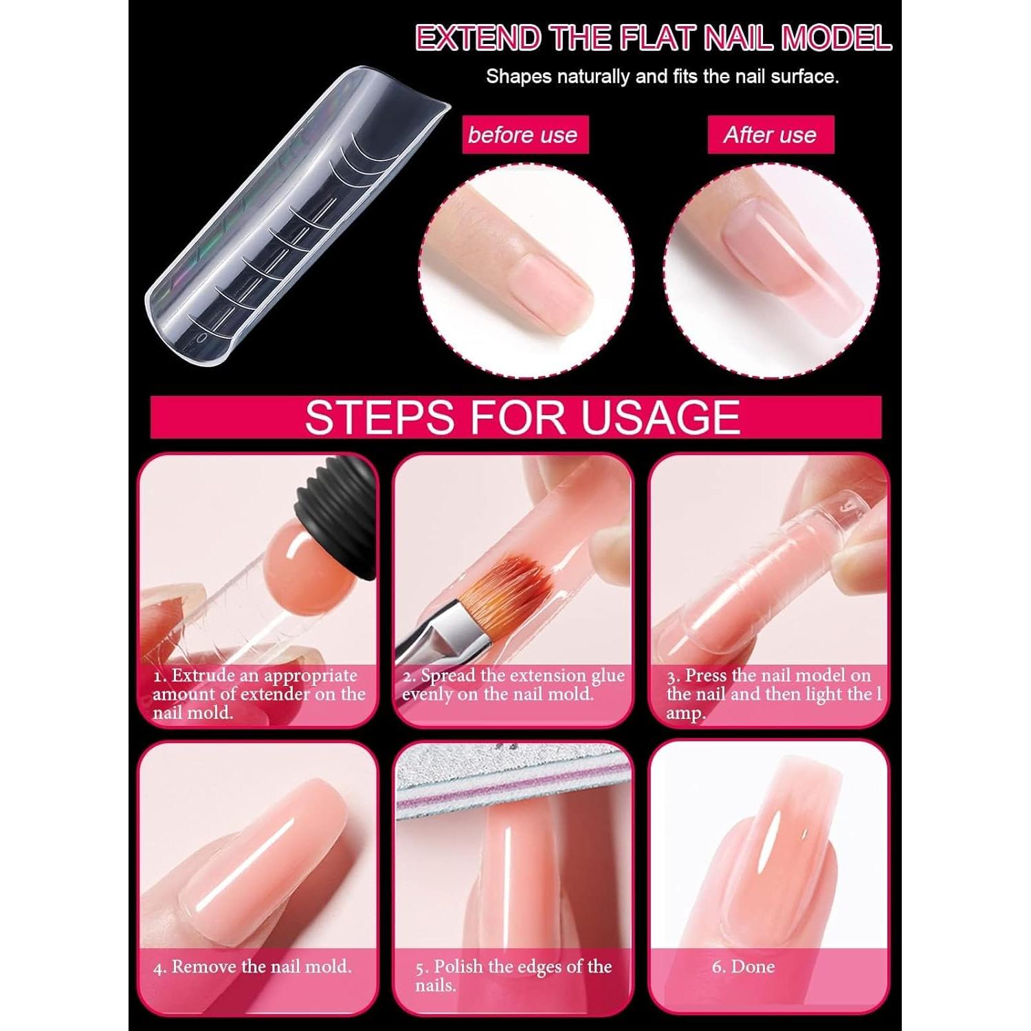 Moldes de Uñas de Gel TOROKOM 120 Pcs Cuadrados 12 Tamaños