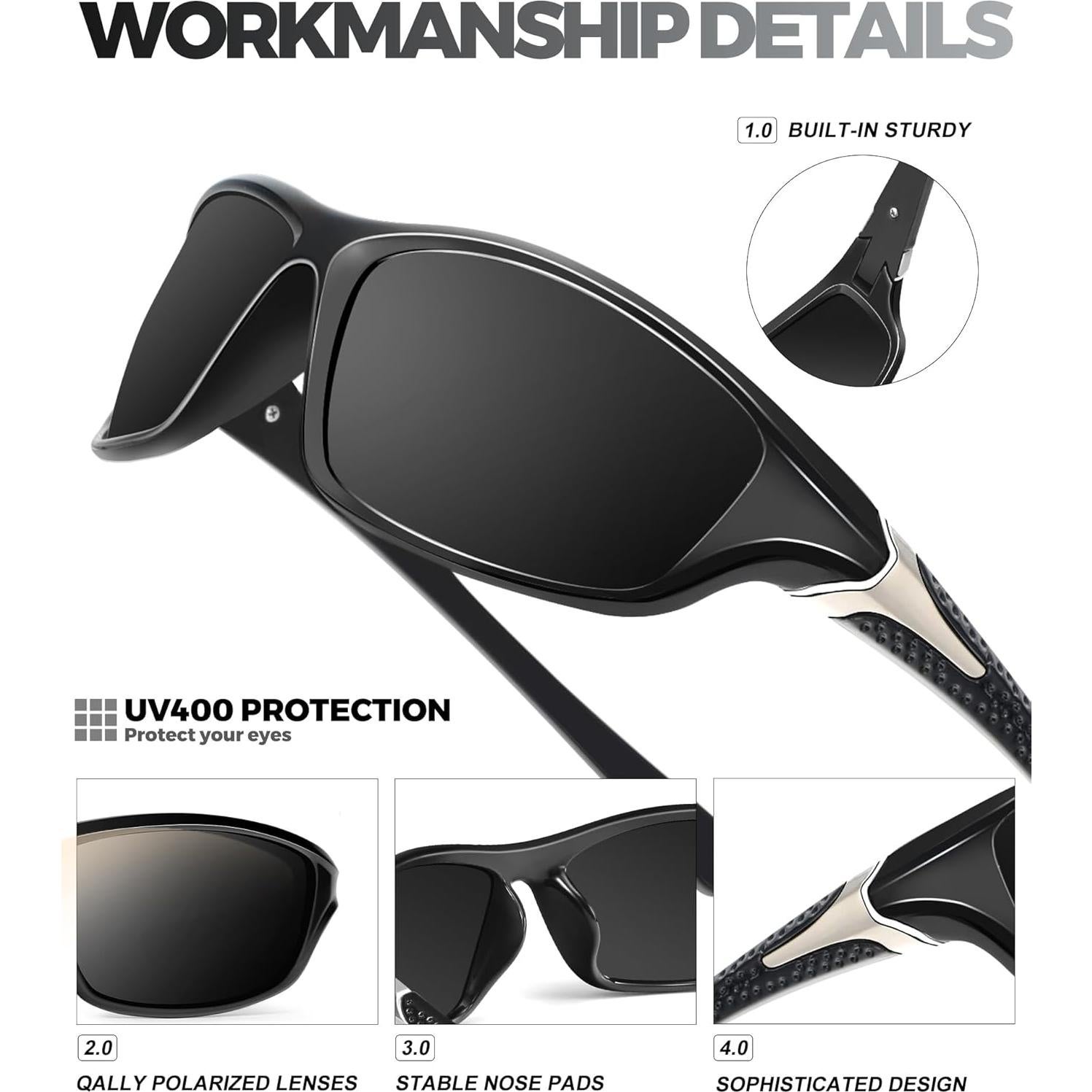 Gafas de sol polarizadas QALLY UV400 para hombres - Gris