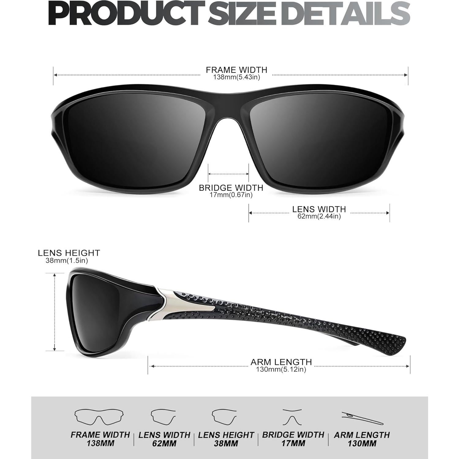 Gafas de sol polarizadas QALLY UV400 para hombres - Gris