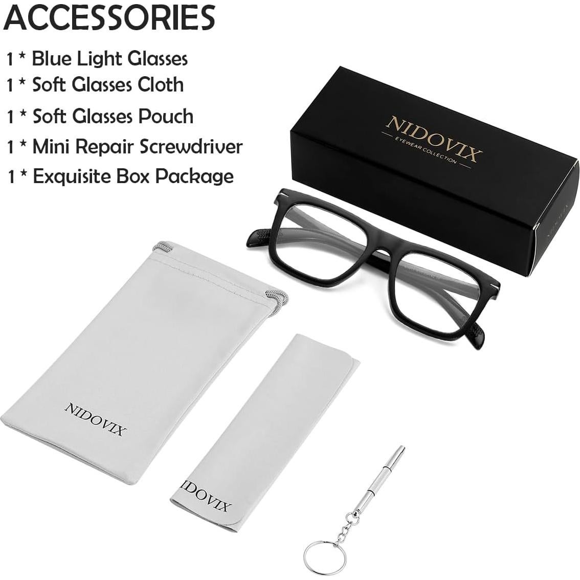 Gafas de Bloqueo de Luz Azul NIDOVIX Cuadradas Unisex - Negro