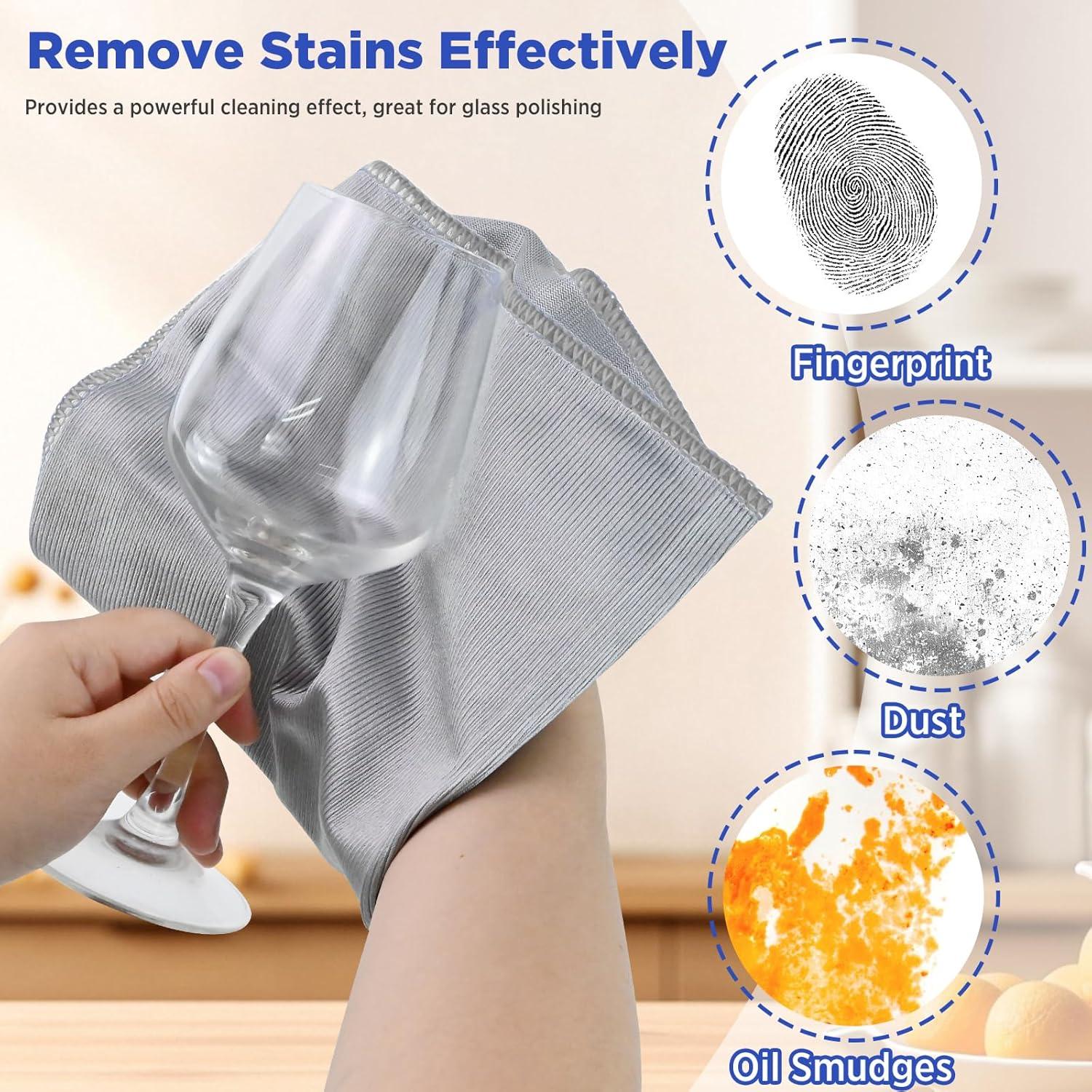 Paquete de 6 paños de limpieza de vidrio Puomue 40x40 cm