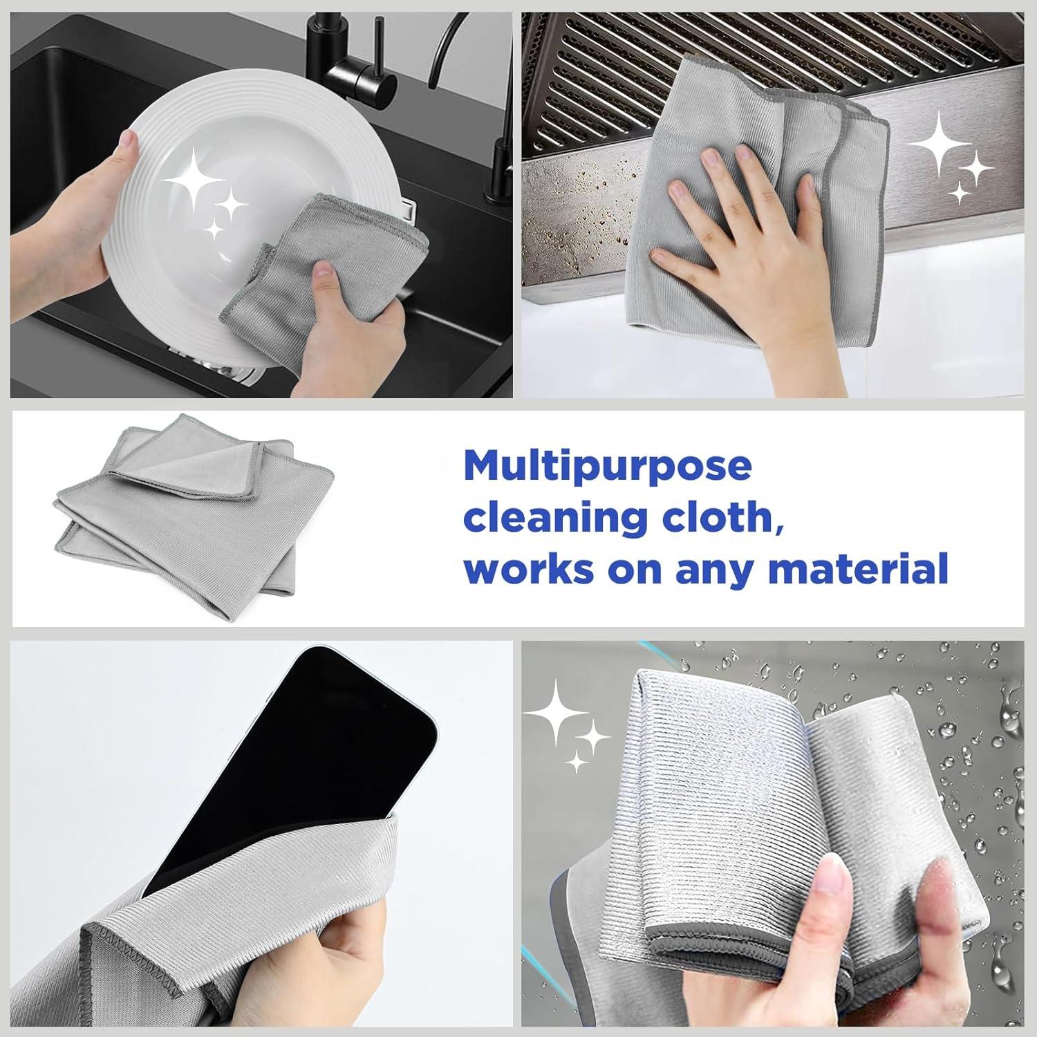 Paquete de 6 paños de limpieza de vidrio Puomue 40x40 cm