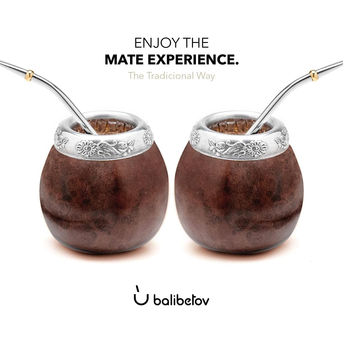Conjunto de Gourd de Yerba Mate BALIBETOV - 2 Tazas y Bombillas