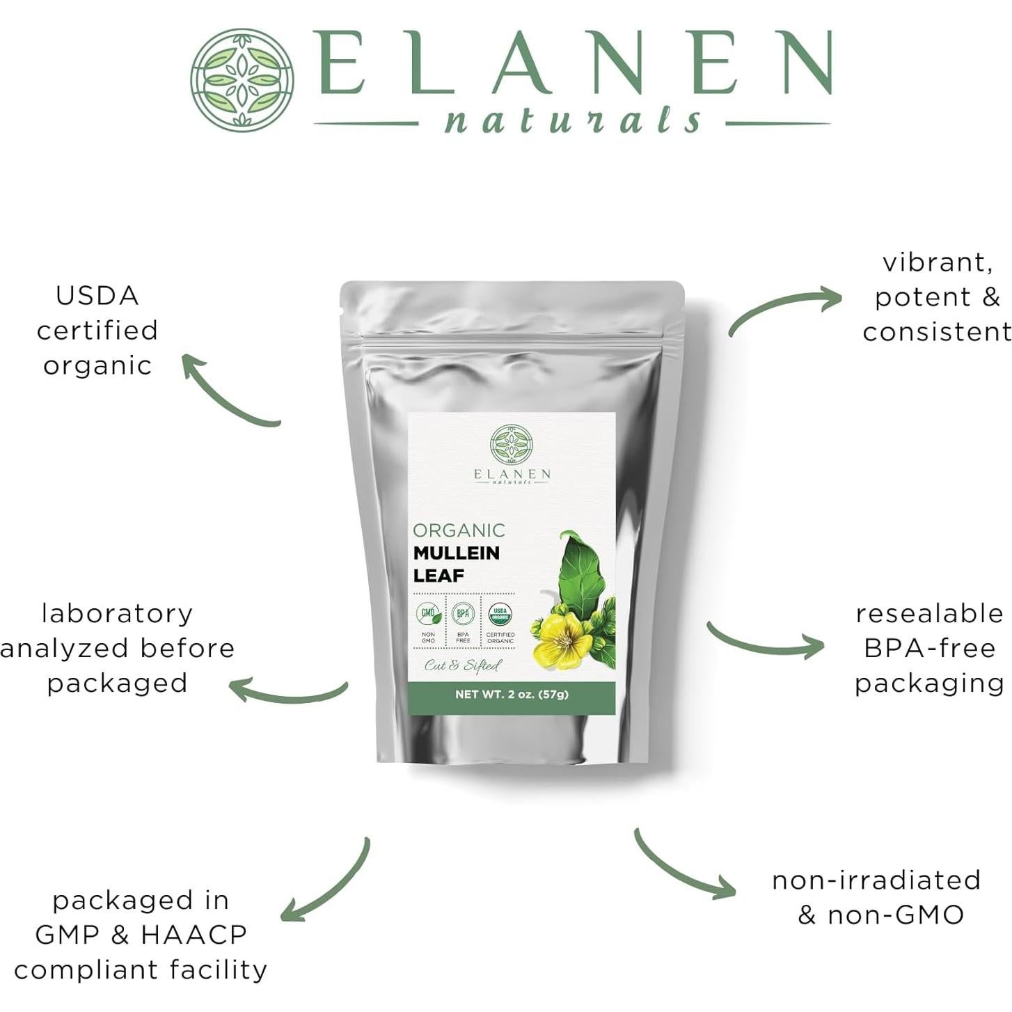 Té de Hoja de Mullein Orgánica Elanen Naturals 57g