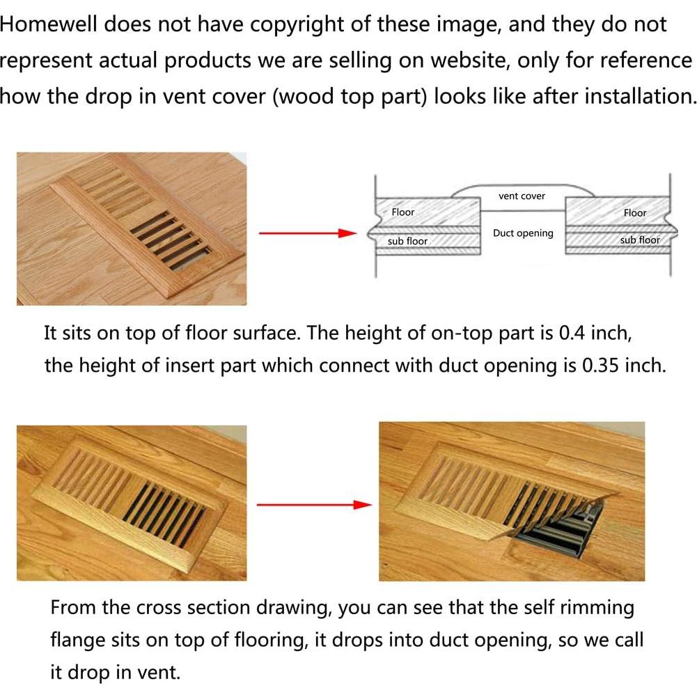 Registro de Piso de Madera de Roble Rojo Homewell 4x10"