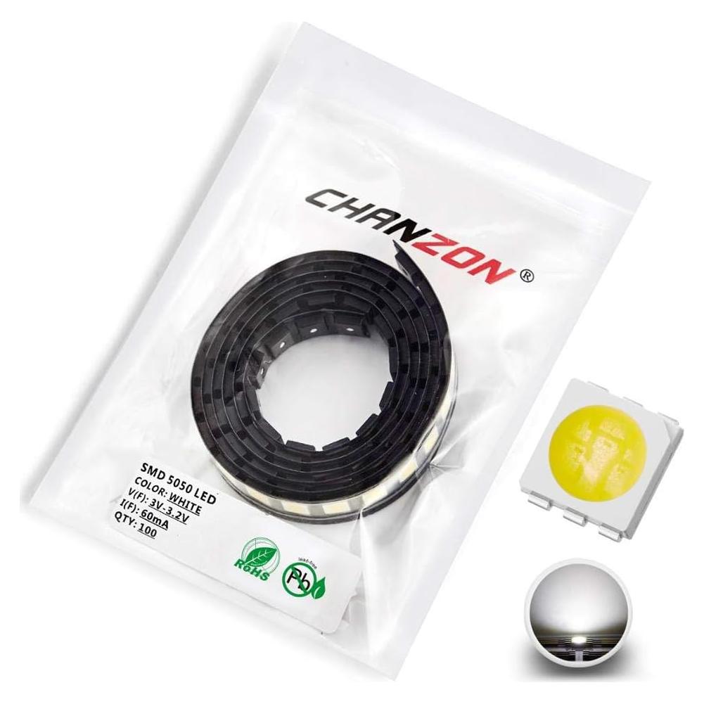 Diodo LED SMD 5050 CHANZON 100 Pcs Blanco 6000K 15-18LM