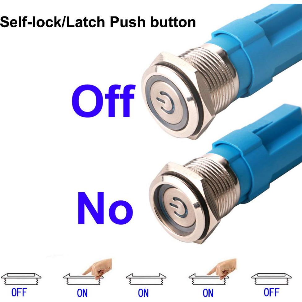 Interruptor de Botón de Presión Gebildet 12mm Auto-bloqueo LED
