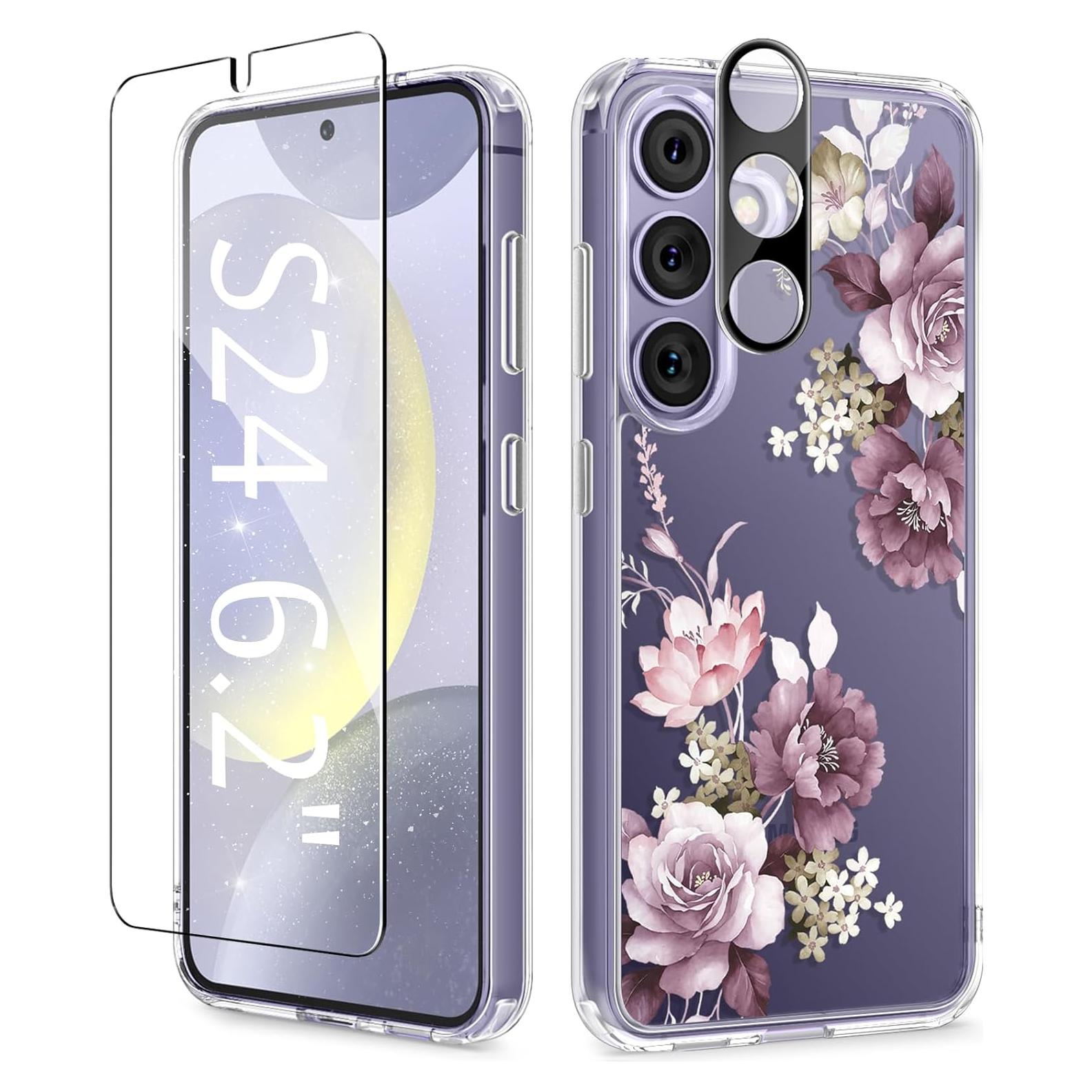 Funda Floral GVIEWIN para Samsung Galaxy S24 6.2" con Protector
