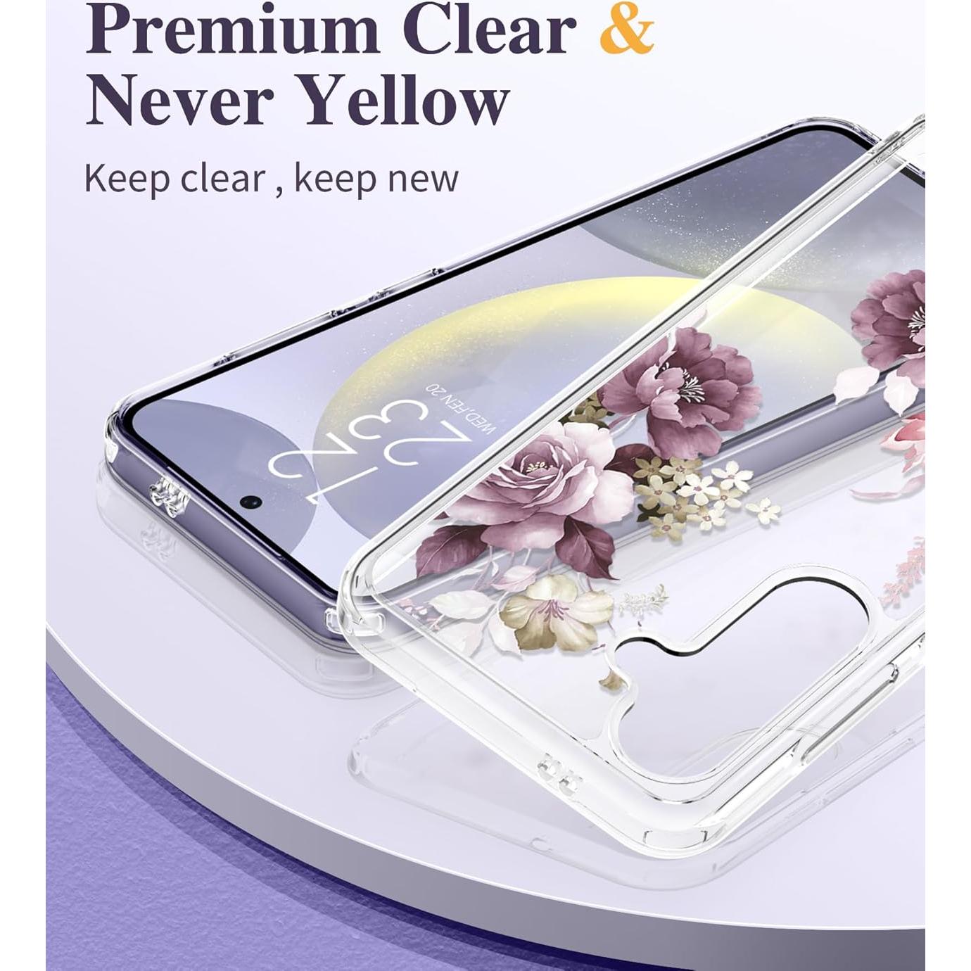 Funda Floral GVIEWIN para Samsung Galaxy S24 6.2" con Protector