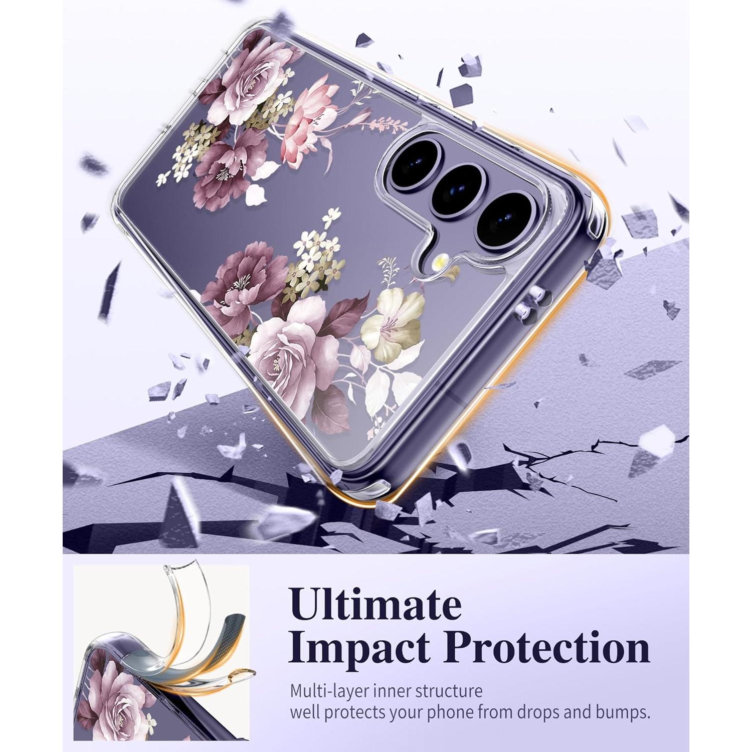 Funda Floral GVIEWIN para Samsung Galaxy S24 6.2" con Protector