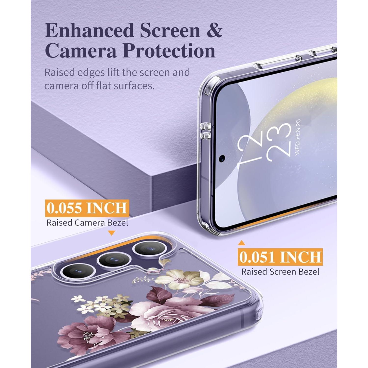 Funda Floral GVIEWIN para Samsung Galaxy S24 6.2" con Protector