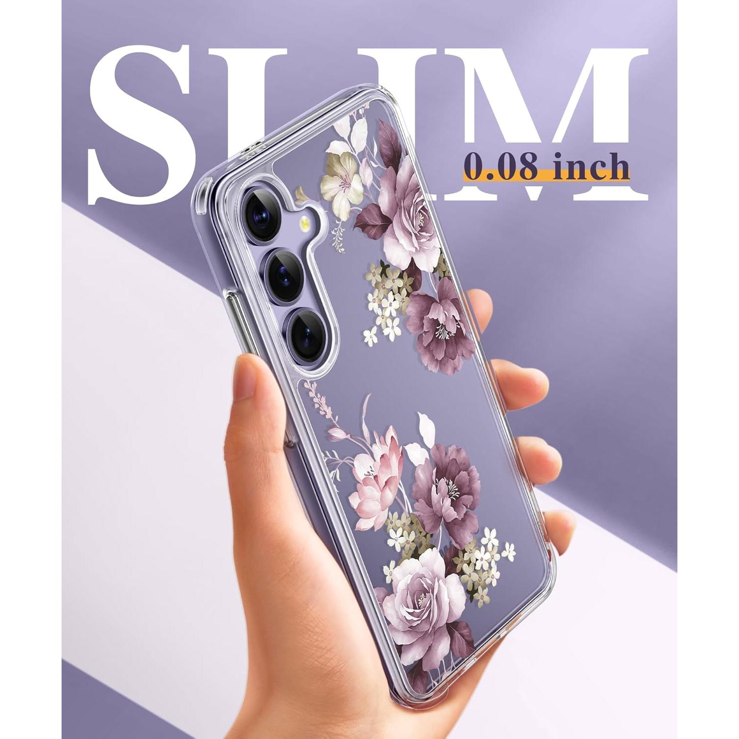 Funda Floral GVIEWIN para Samsung Galaxy S24 6.2" con Protector