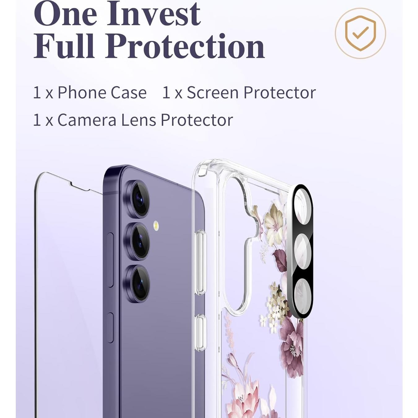 Funda Floral GVIEWIN para Samsung Galaxy S24 6.2" con Protector