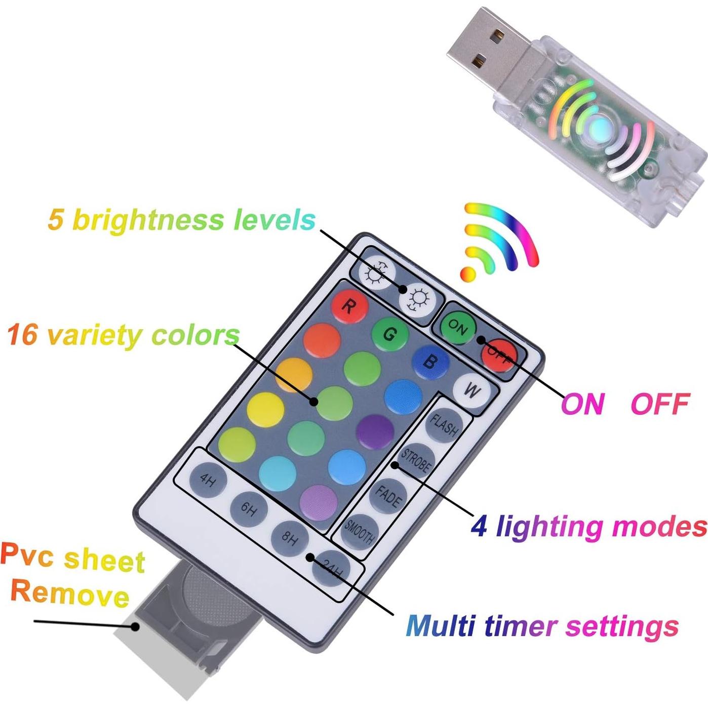 Luces de Cortina de Hadas KPROE 2m con Control Remoto 16 Colores