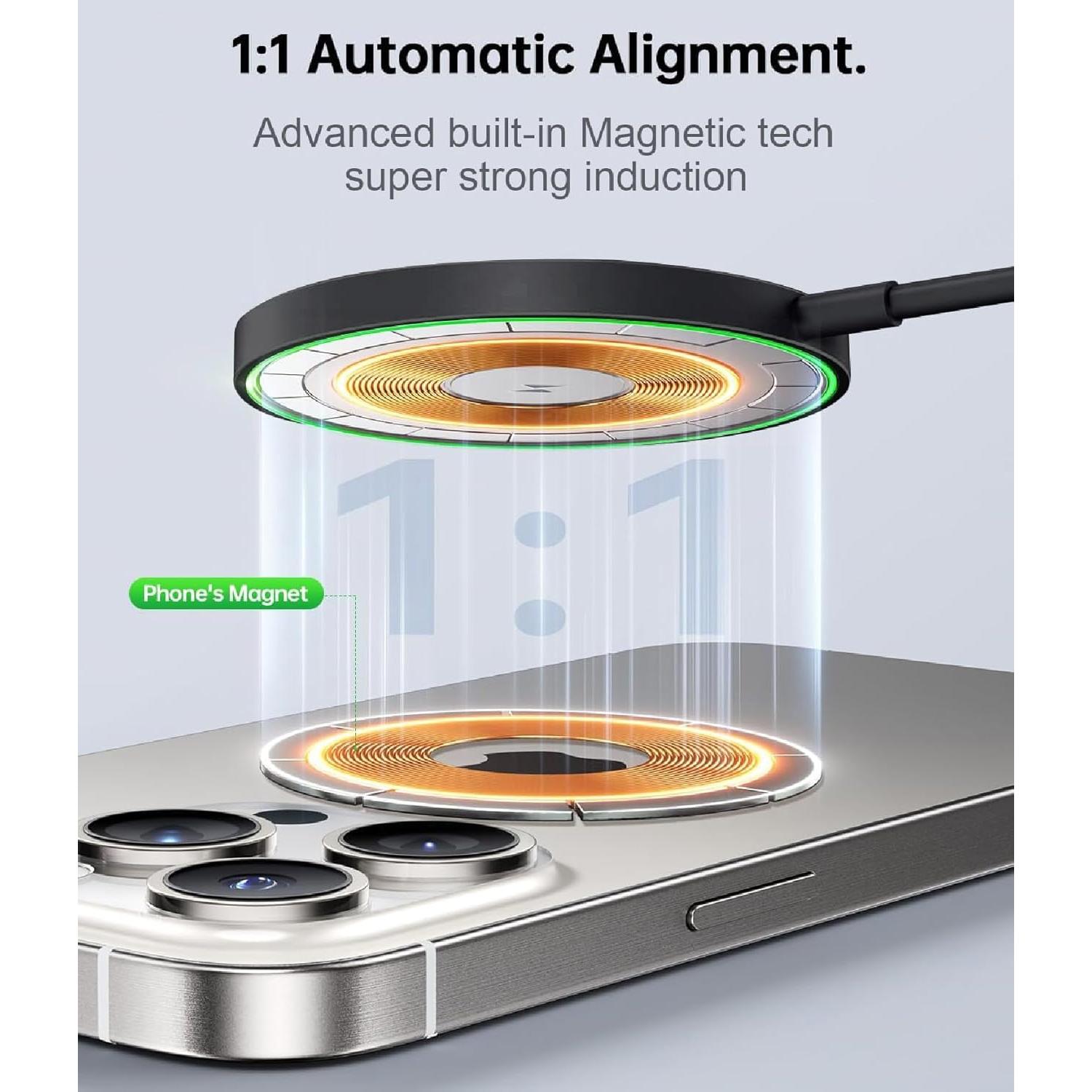 Cargador Inalámbrico Magnético FDGAO 15W para iPhone y AirPods