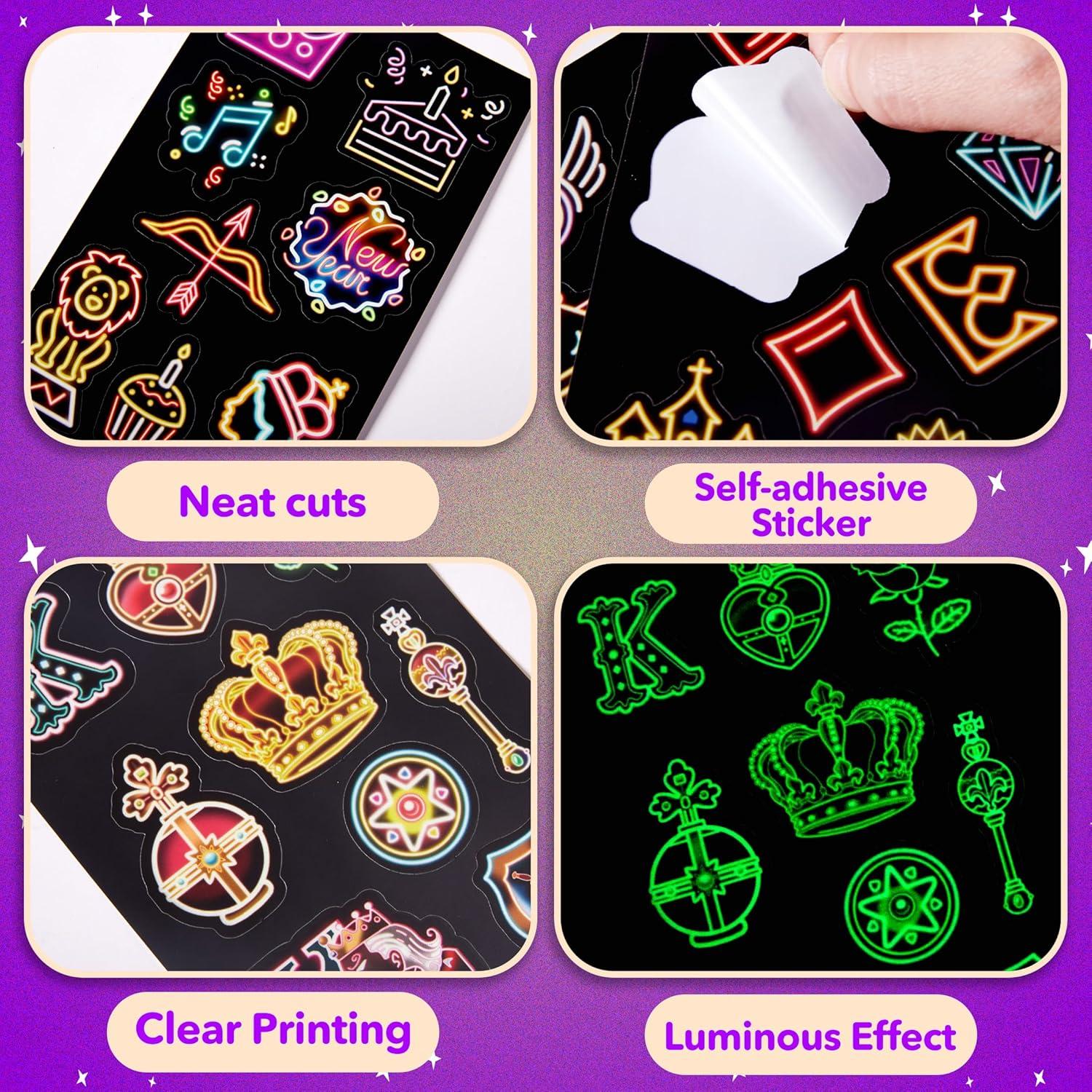 Calcomanías Neón Brillantes Robmoda para Botellas de Agua - 75 PCS