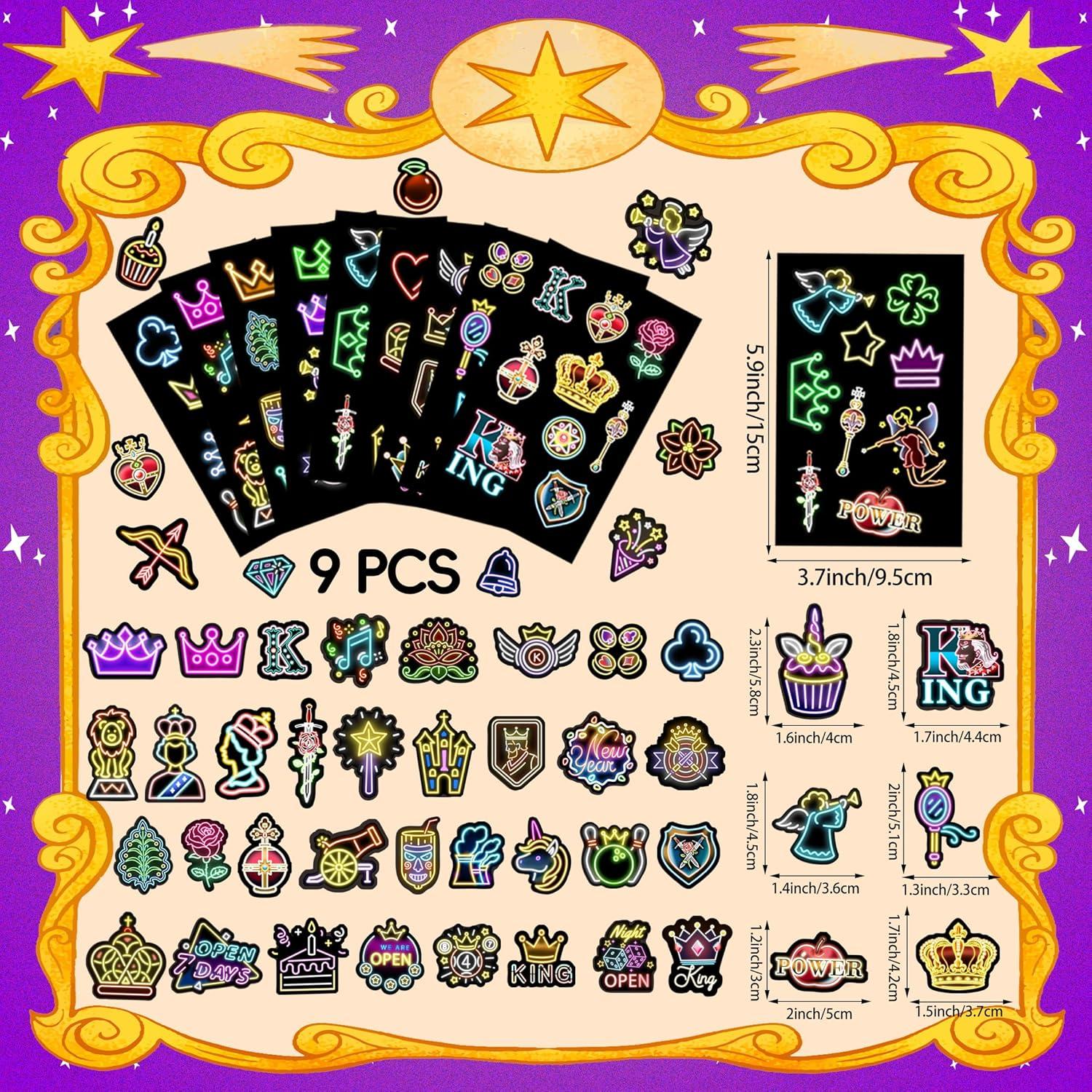 Calcomanías Neón Brillantes Robmoda para Botellas de Agua - 75 PCS