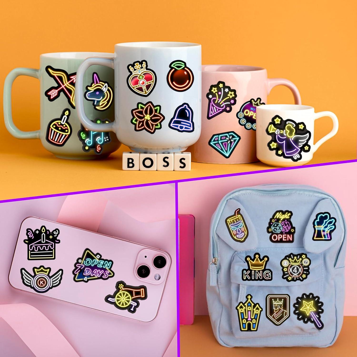 Calcomanías Neón Brillantes Robmoda para Botellas de Agua - 75 PCS