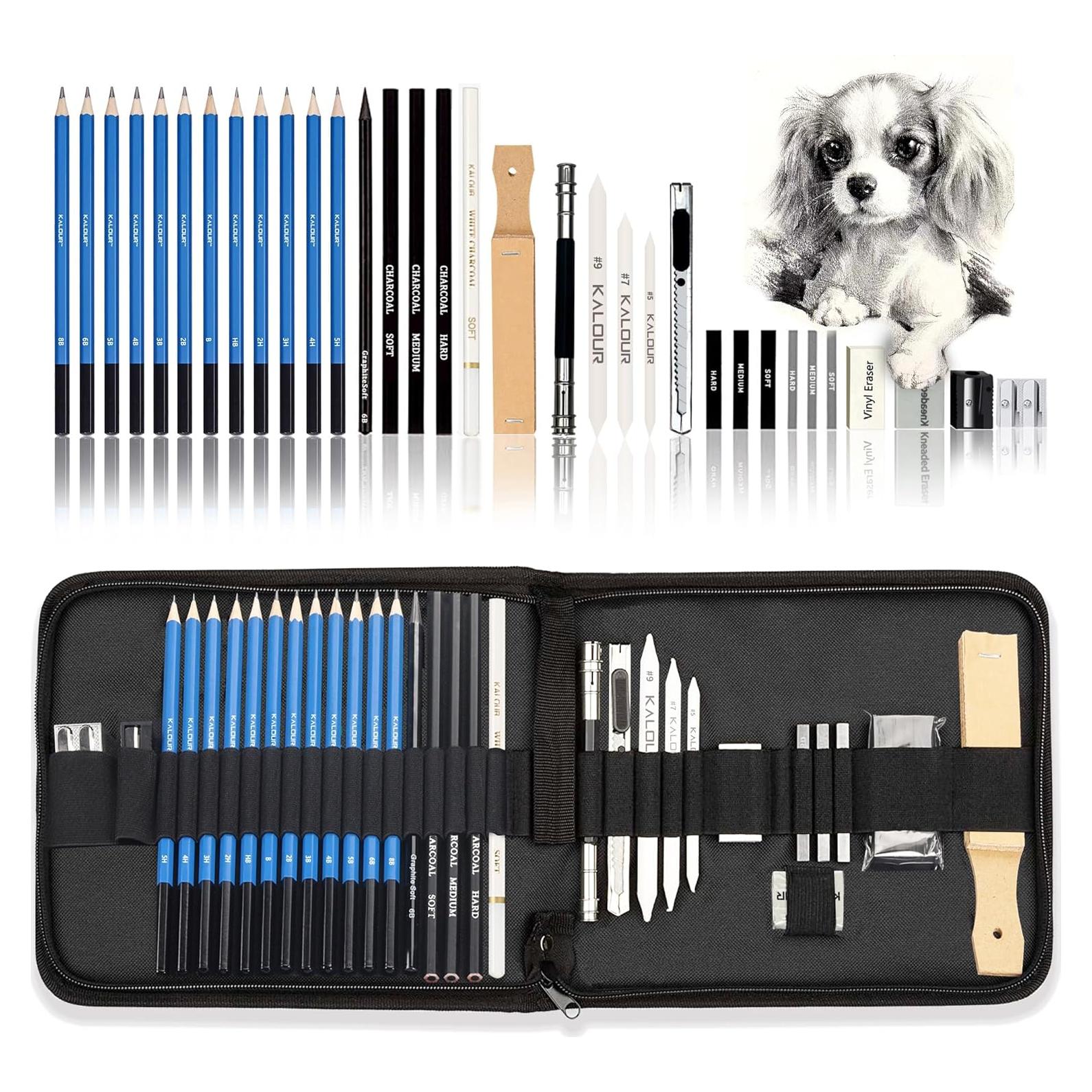 Kit de Dibujo KALOUR 33 Piezas con Funda de Viaje