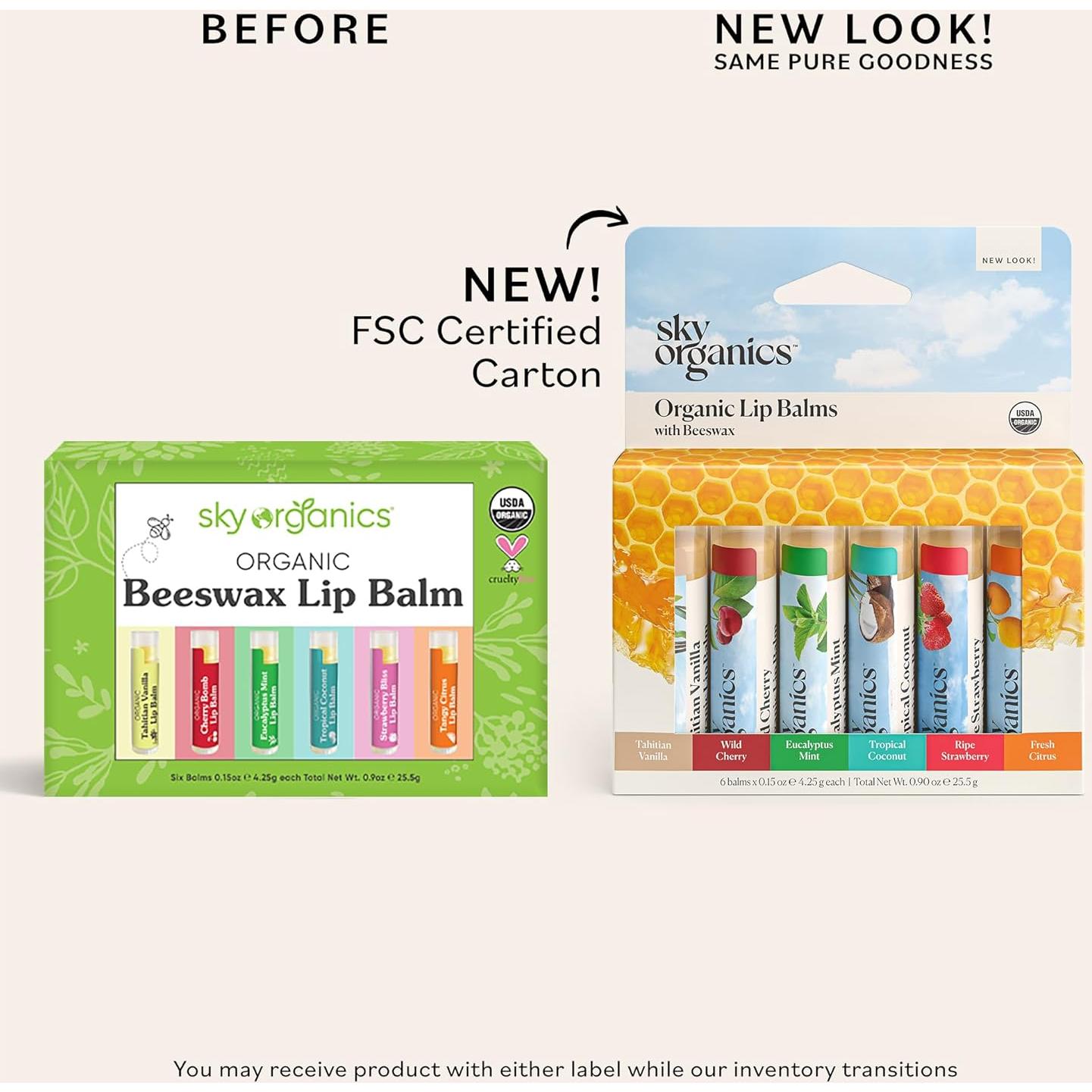 Balsamos Labiales Orgánicos Sky Organics 6 Sabores 6pk