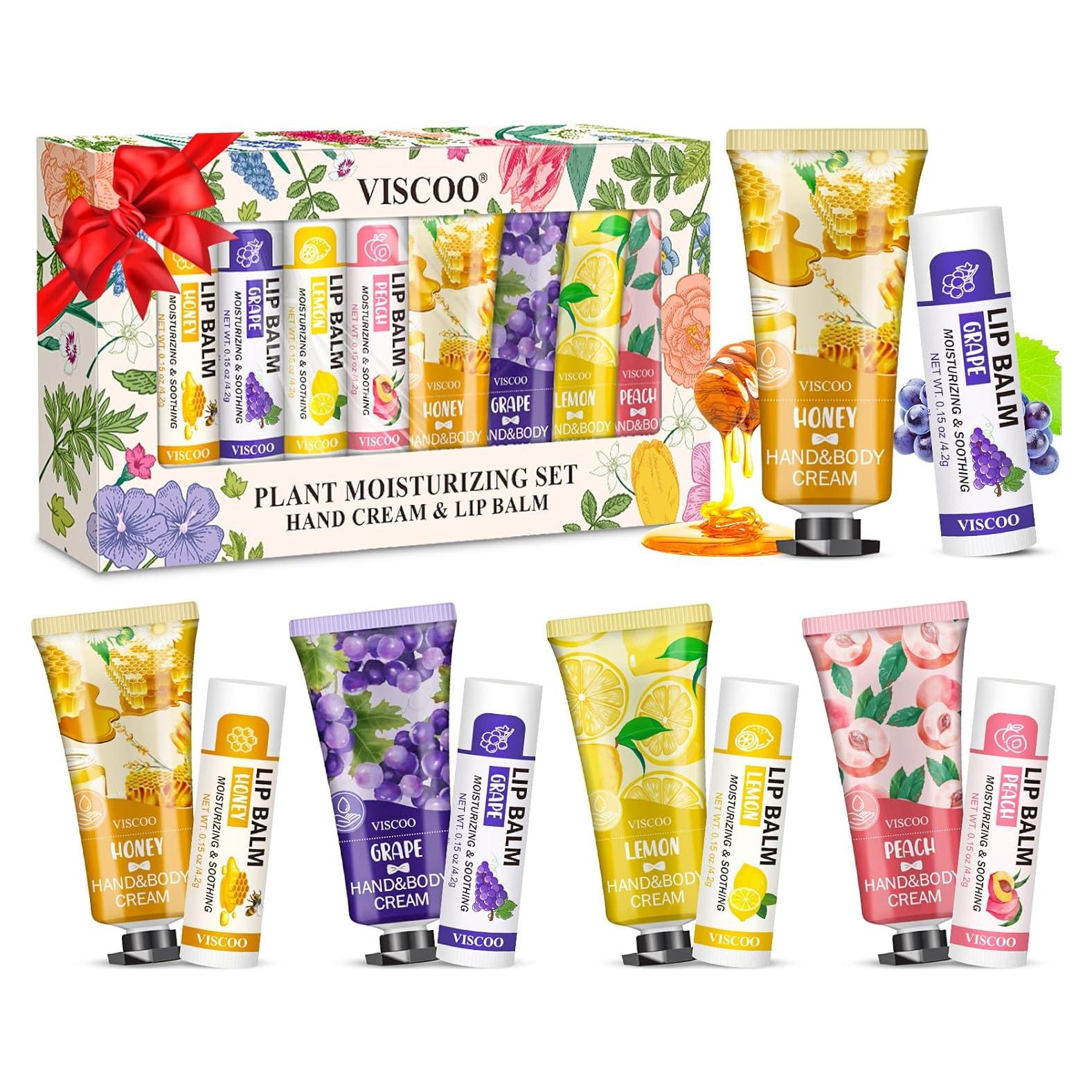 Set de Regalo 8 Piezas Crema de Manos y Bálsamo Labial VISCOO