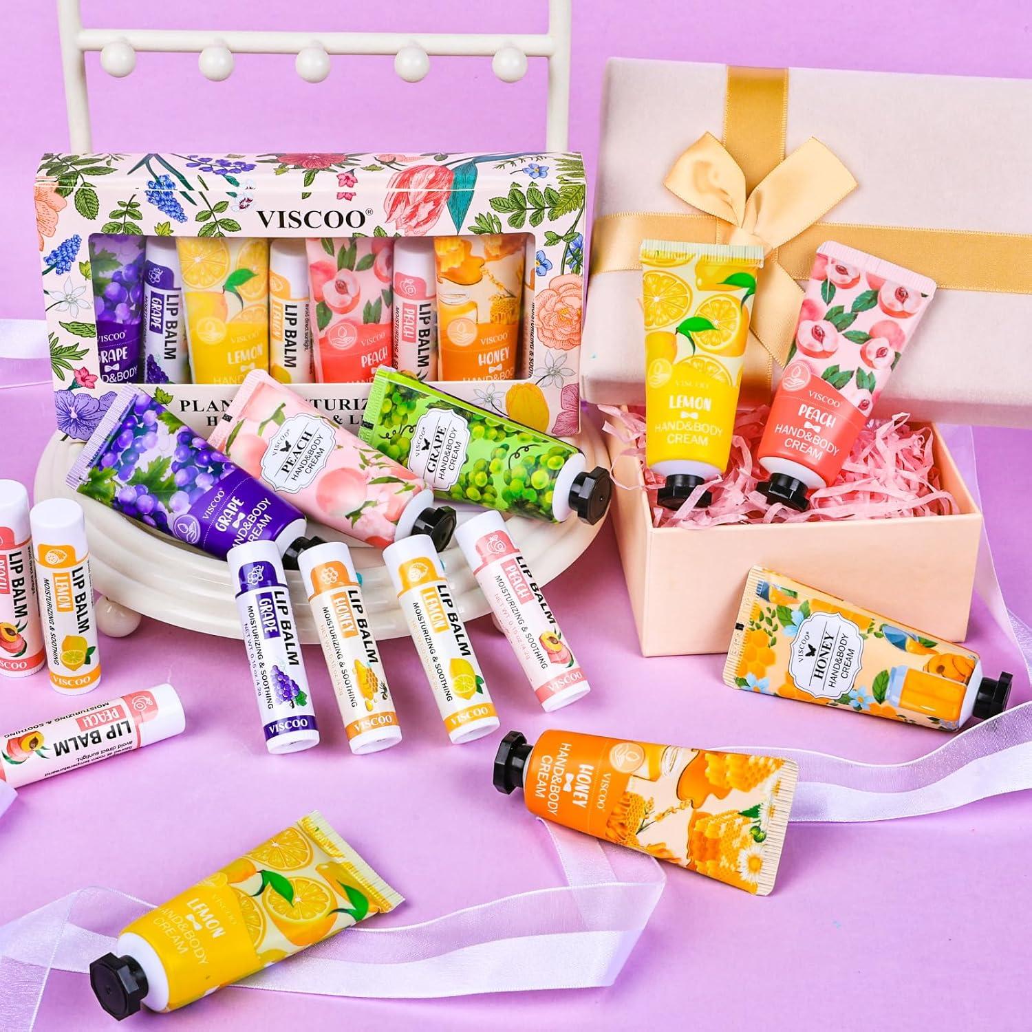 Set de Regalo 8 Piezas Crema de Manos y Bálsamo Labial VISCOO