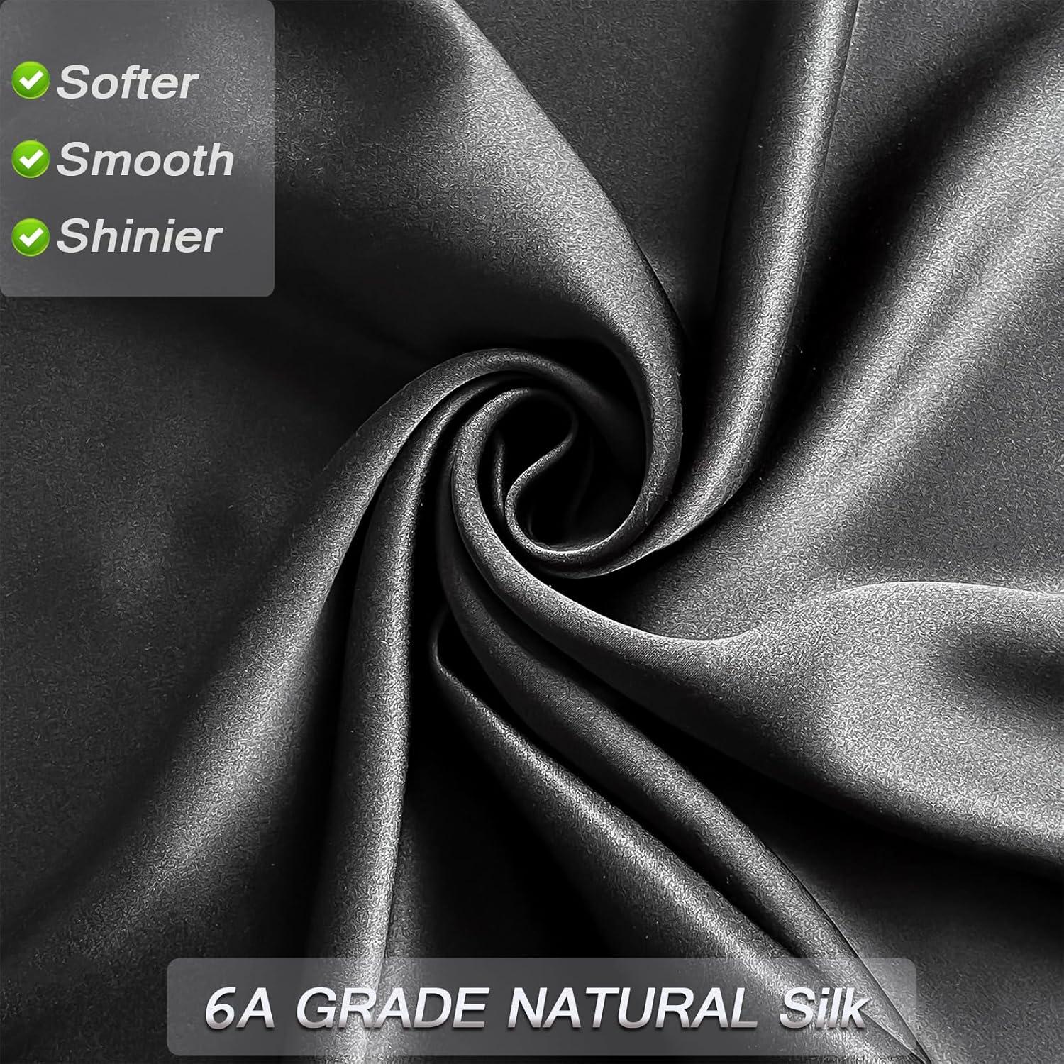 Funda de Almohada de Seda Negra NYCCTOKE Estándar 51x66 cm