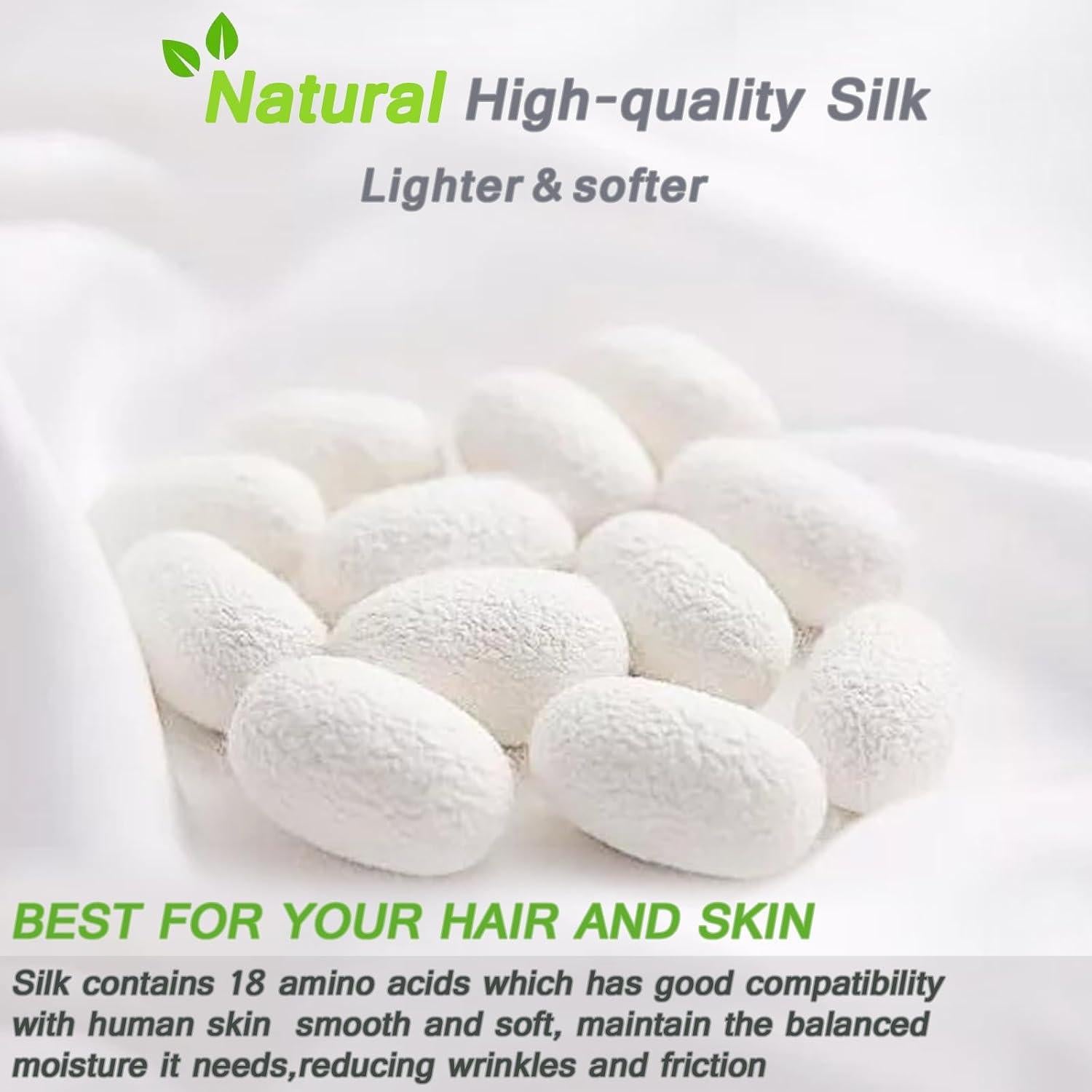 Funda de Almohada de Seda Negra NYCCTOKE Estándar 51x66 cm