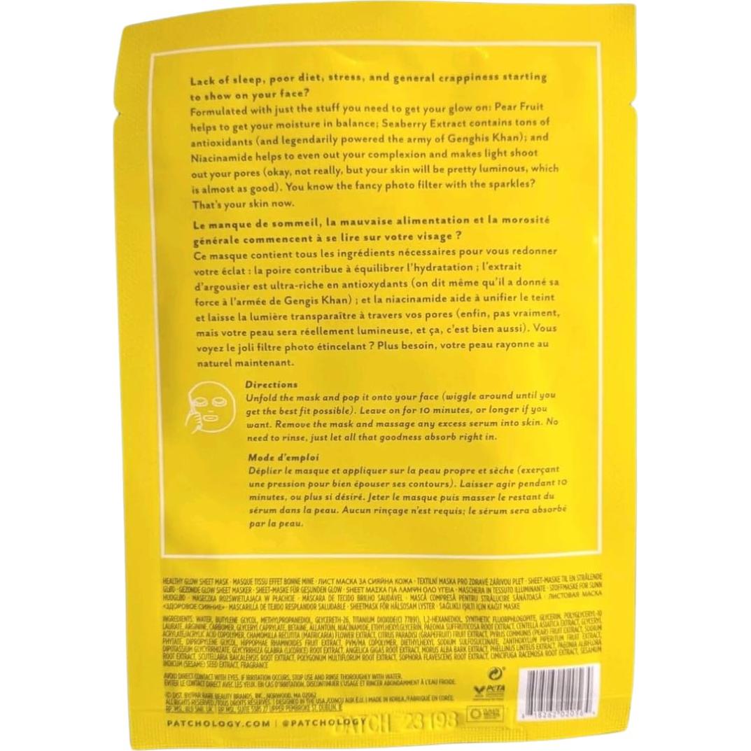 Mascarilla Facial Patchology Moodmask Just Let It Glow - Hidratante con Niacinamida y Extractos Naturales - 1 Cuenta