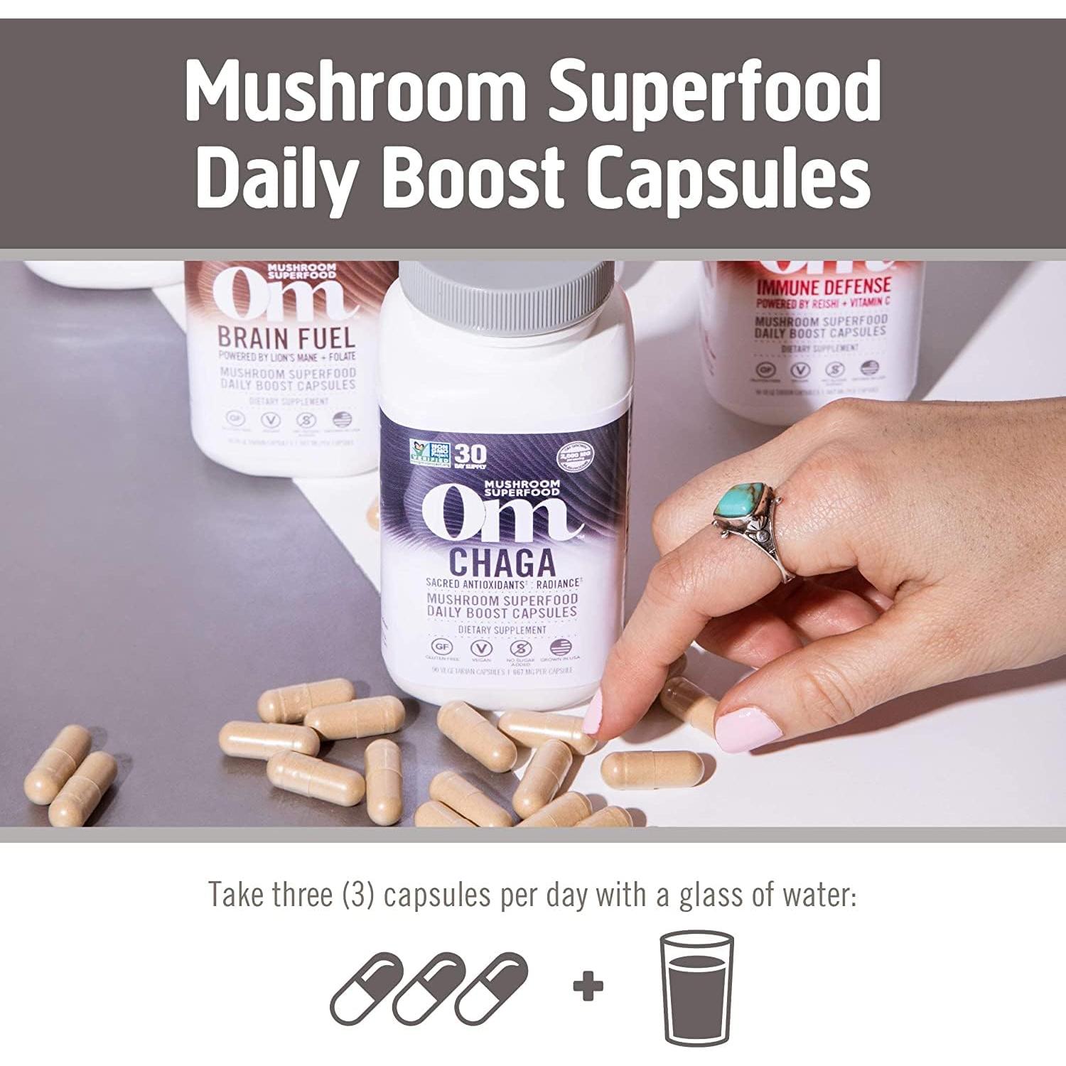 Cápsulas de Hongo Chaga Om Superfood - 90 Unidades, Antioxidantes