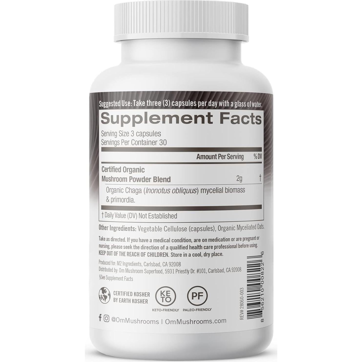 Cápsulas de Hongo Chaga Om Superfood - 90 Unidades, Antioxidantes