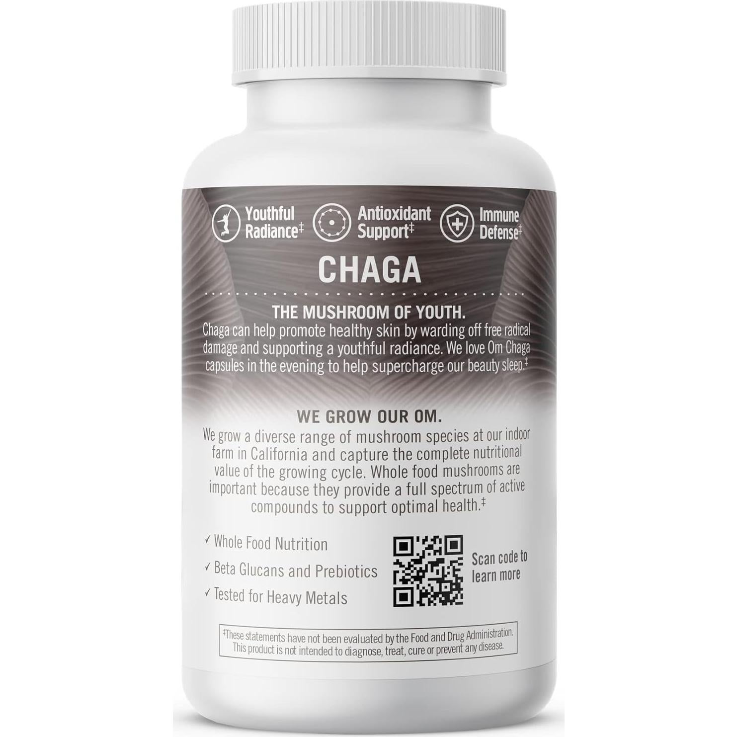 Cápsulas de Hongo Chaga Om Superfood - 90 Unidades, Antioxidantes