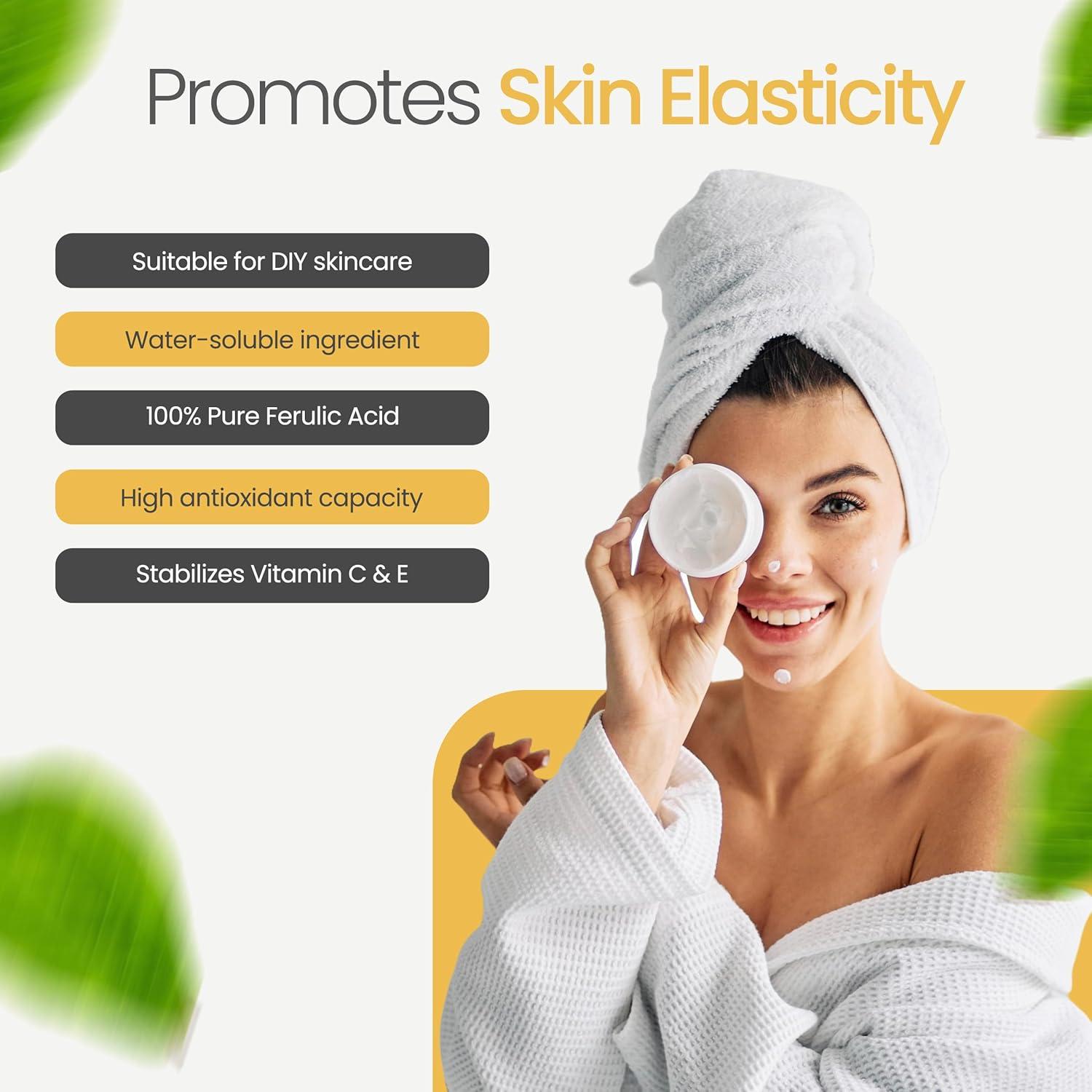 Polvo de Ácido Ferúlico Puro 99% Talsen 28g Cuidado de Piel