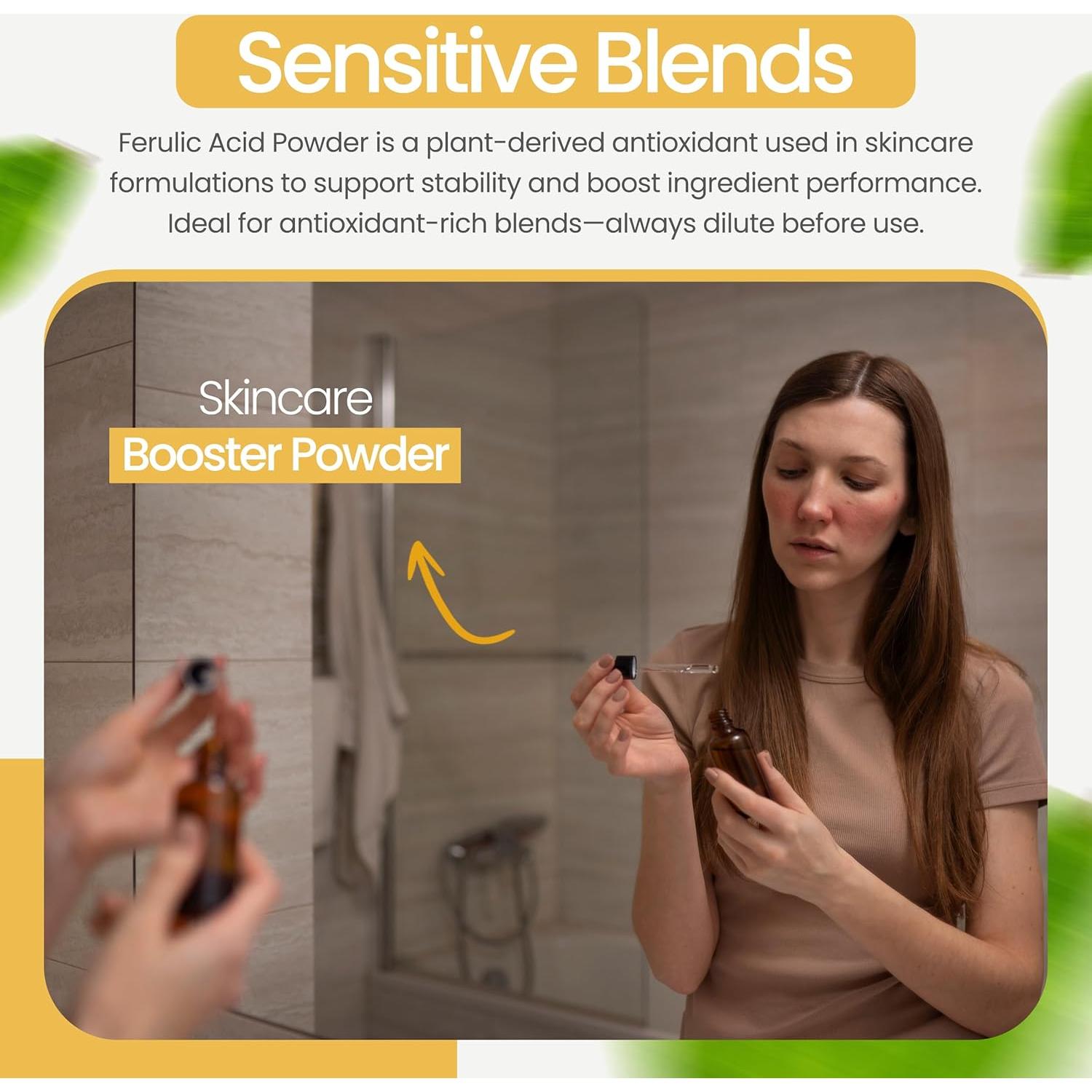 Polvo de Ácido Ferúlico Puro 99% Talsen 28g Cuidado de Piel