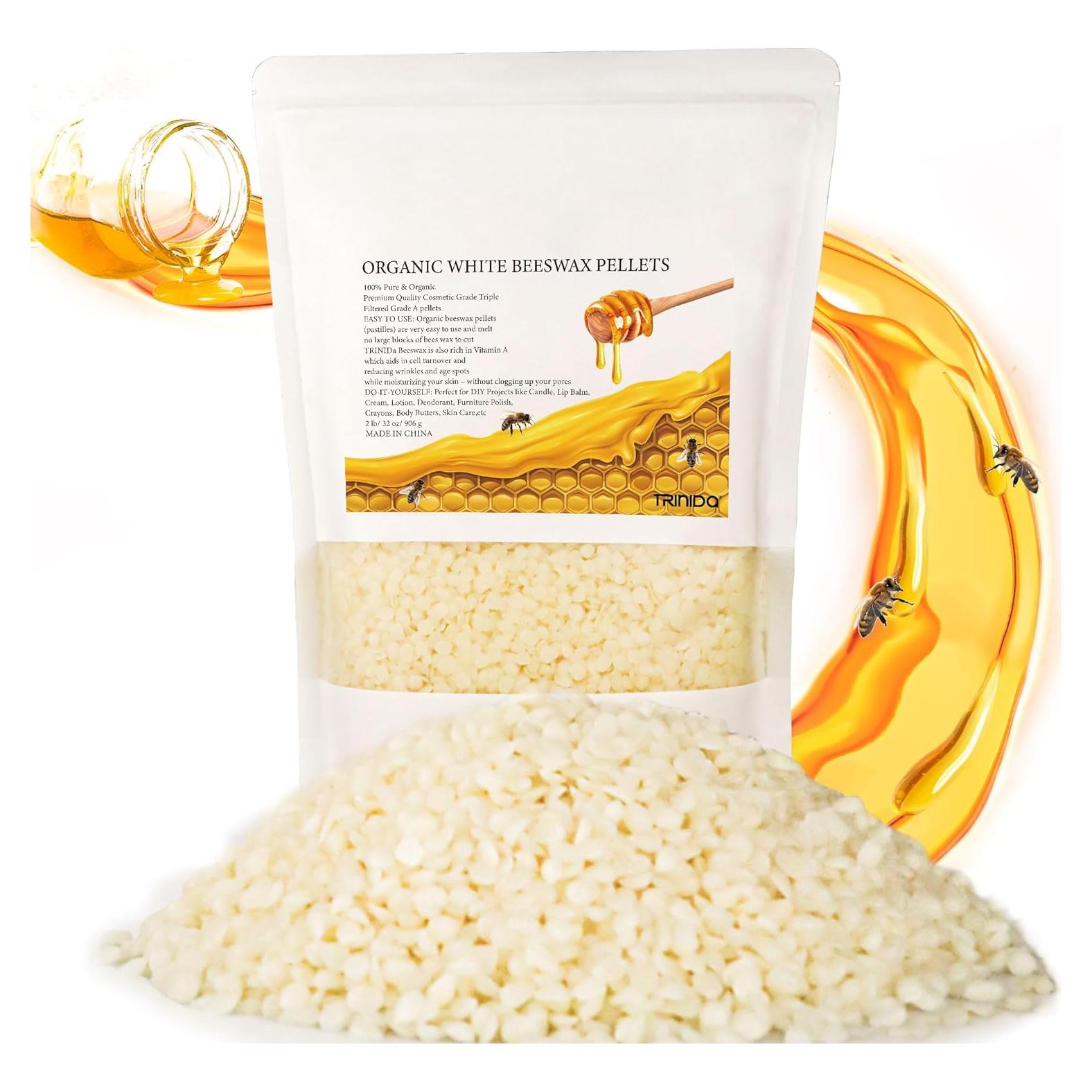 Pellets de Cera de Abeja Orgánica TRINIDa 0.90 kg para Velas DIY