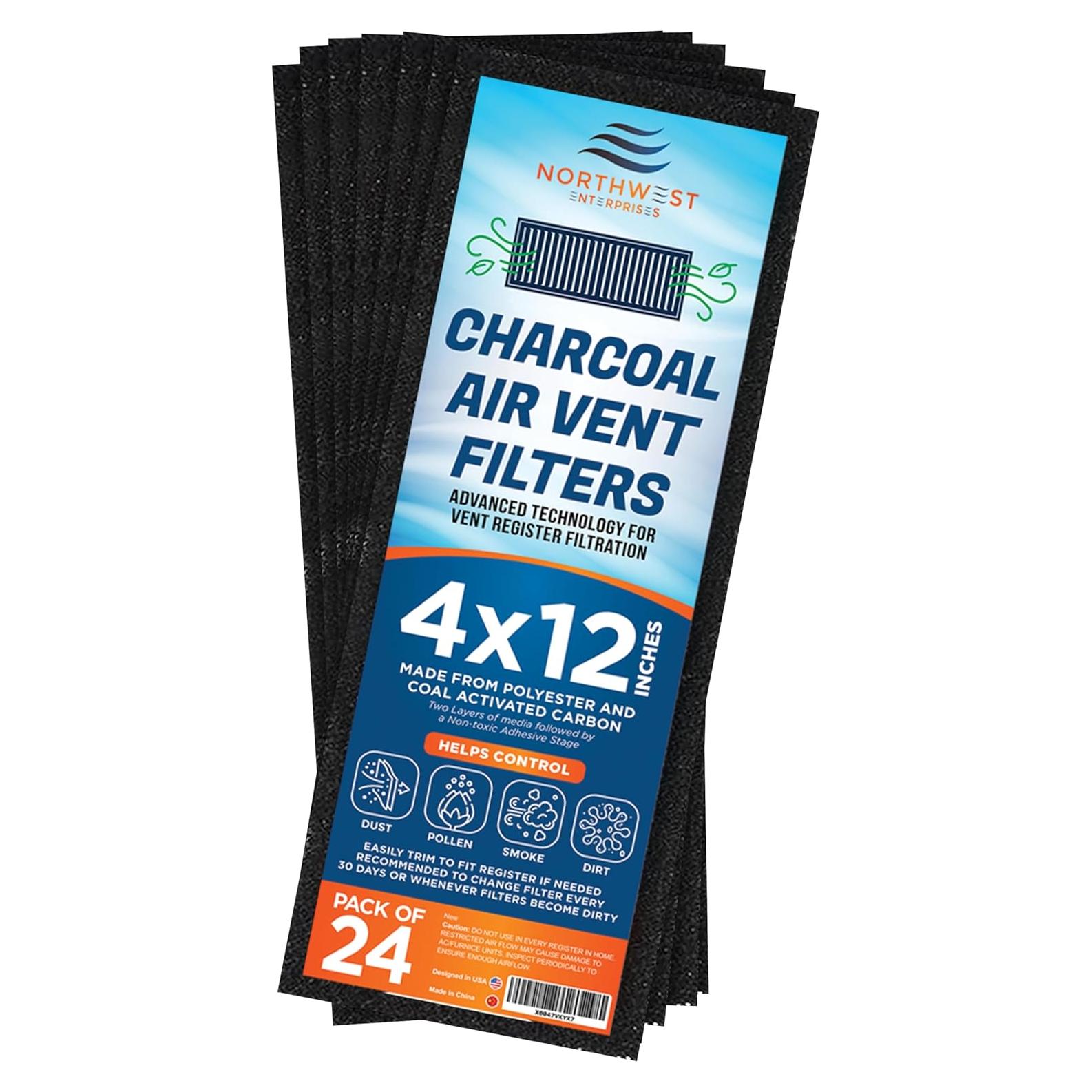 Filtros de Ventilación de Carbón Activado Northwest 4x30 cm - Paquete de 24