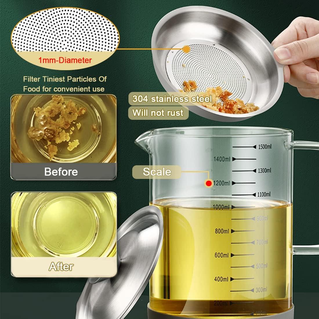 Contenedor de Grasa de Tocino VOPHIA 1.5L con Colador y Tapa