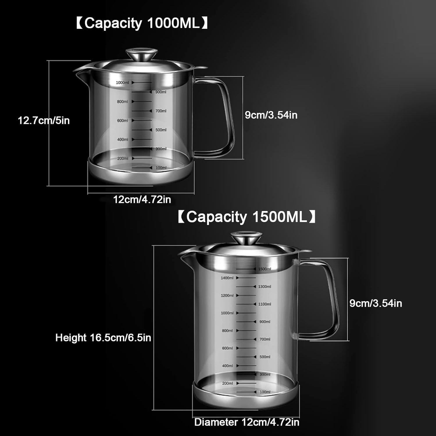 Contenedor de Grasa de Tocino VOPHIA 1.5L con Colador y Tapa