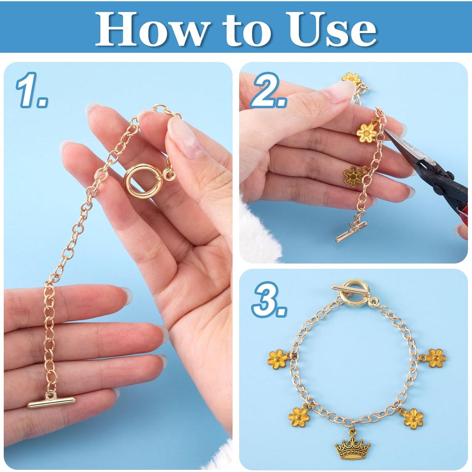 Cadenas de Pulsera DIY Isslly 2 PCS Aleación Dorado 19.5 cm