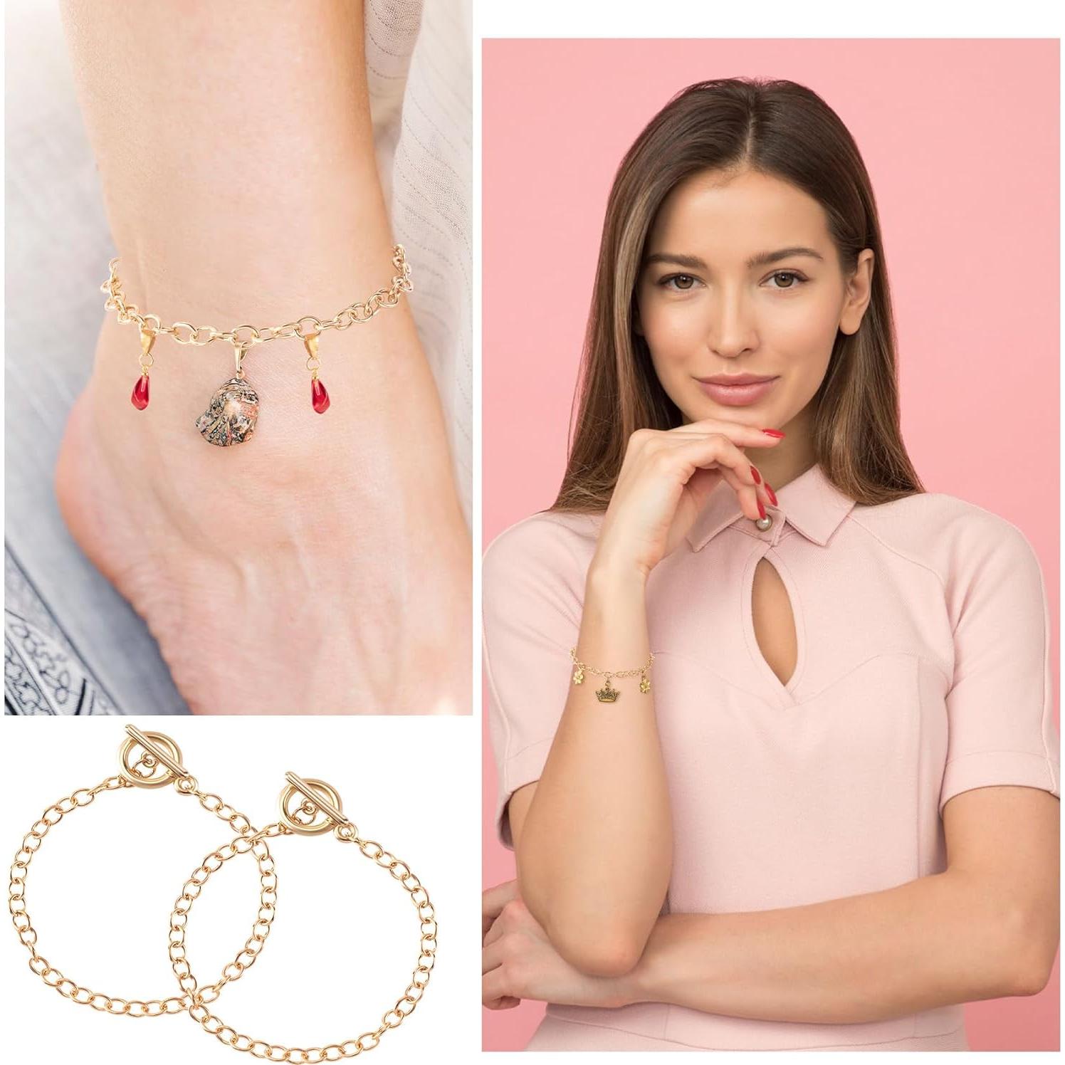 Cadenas de Pulsera DIY Isslly 2 PCS Aleación Dorado 19.5 cm